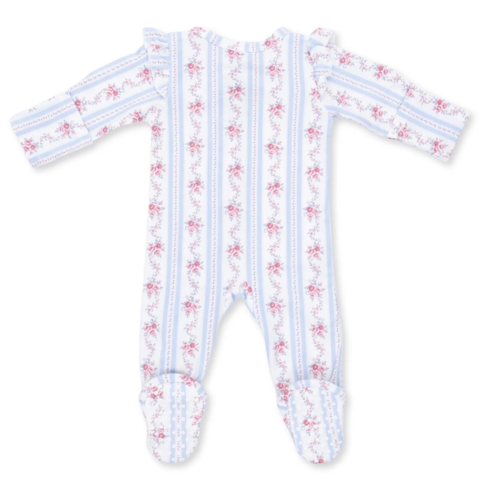 Angel Dear Angel Dear - Anna Floral Stripe 2 -Way  Zipper Footie