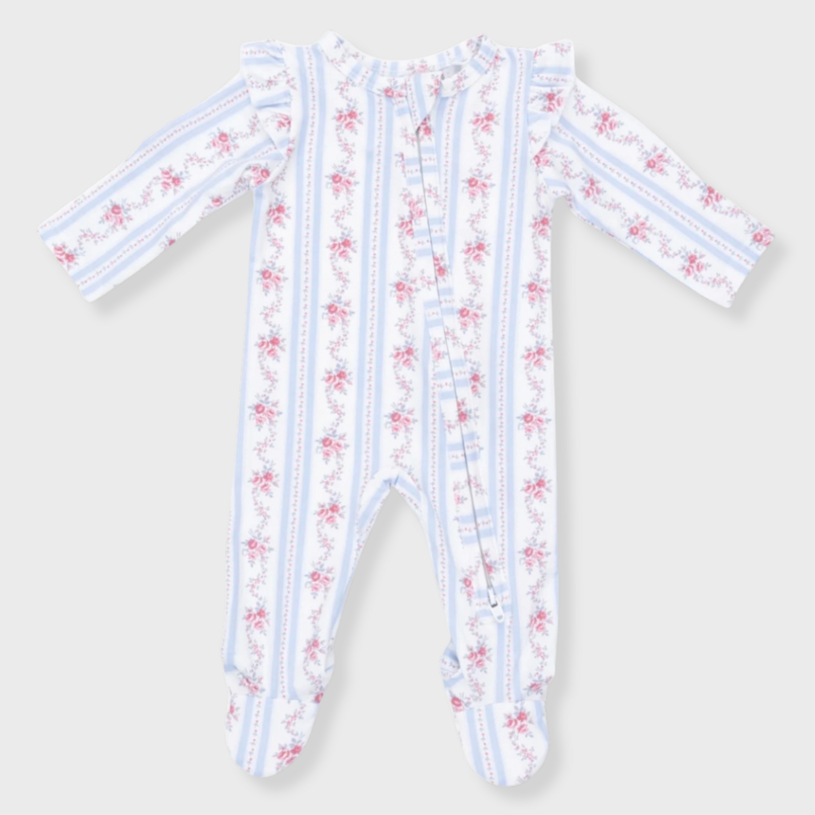 Angel Dear Angel Dear - Anna Floral Stripe 2 -Way  Zipper Footie