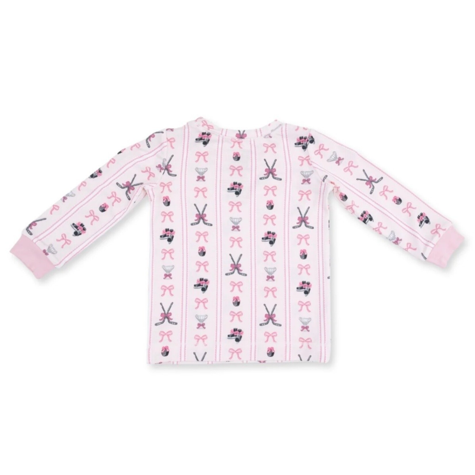 Angel Dear Angel Dear - L/S Loungewear  Megan's Bowtiful Hockey Stripe Set