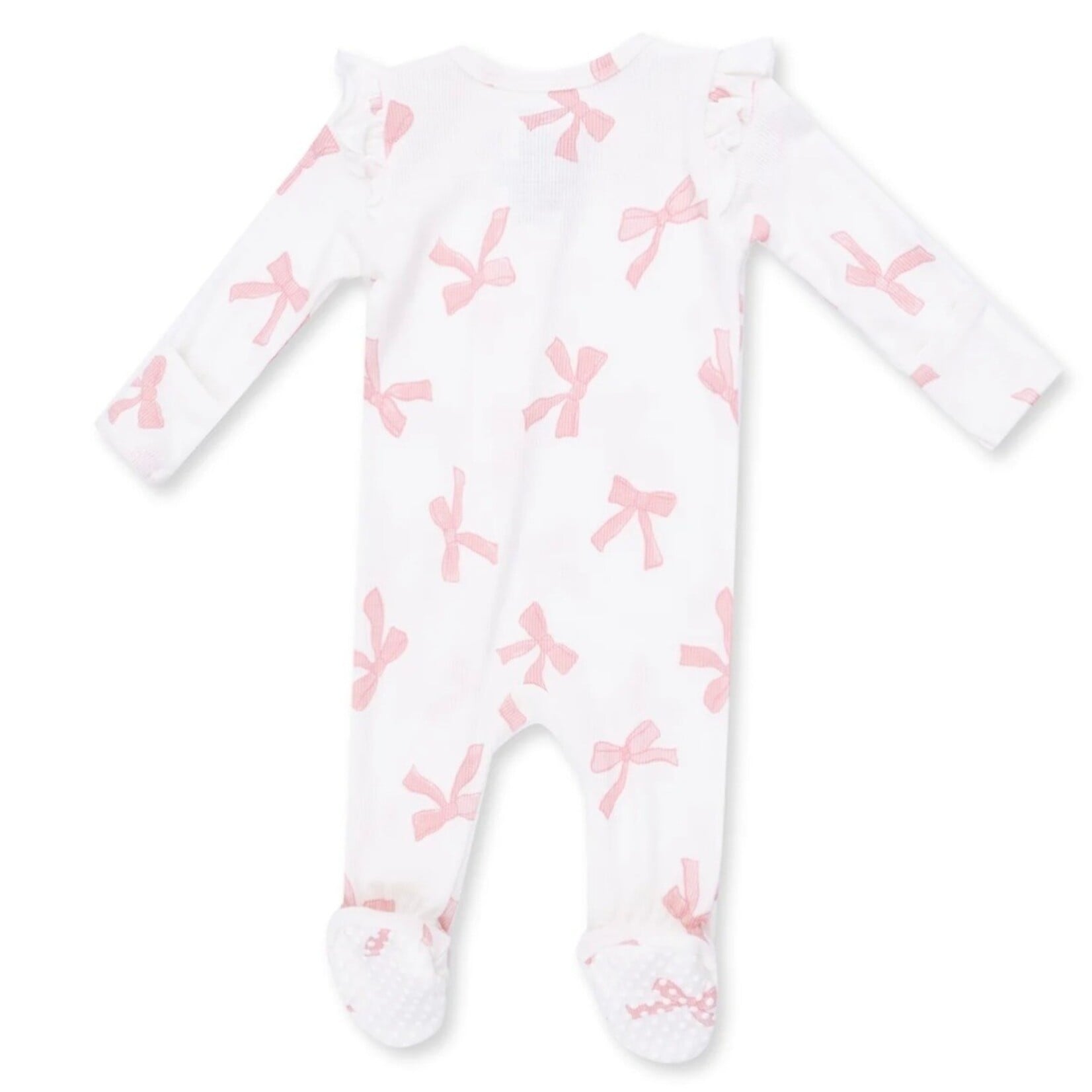 Angel Dear Angel Dear - Ruffle Pretty Bows Ribbed  2 -Way  Zipper Footie