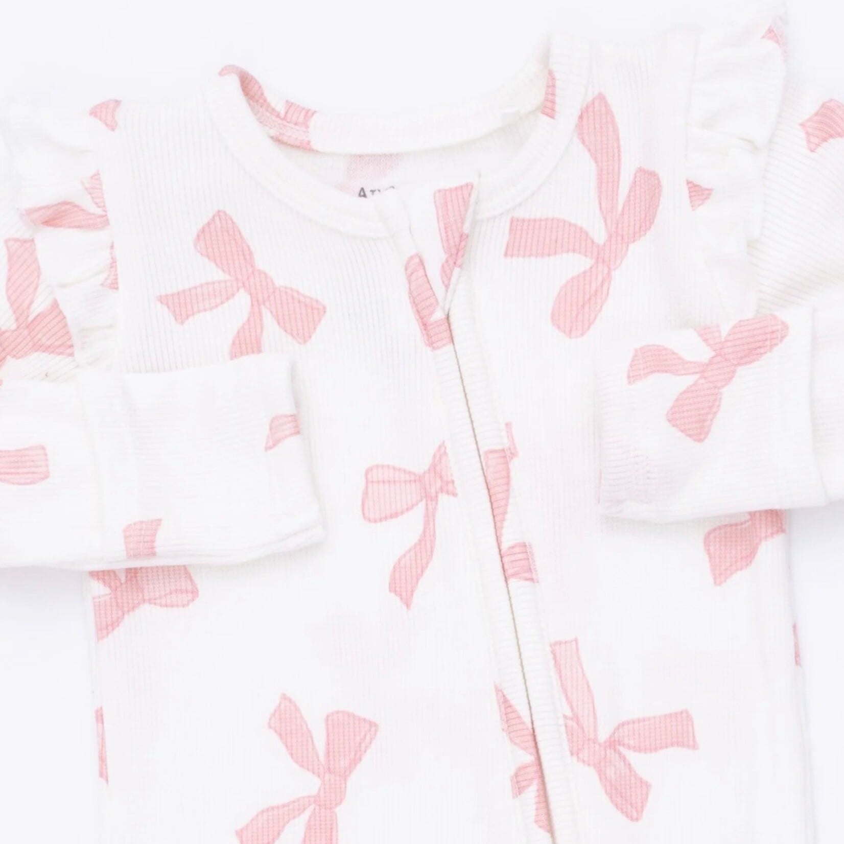 Angel Dear Angel Dear - Ruffle Pretty Bows Ribbed  2 -Way  Zipper Footie