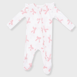 Angel Dear Angel Dear - Ruffle Pretty Bows Ribbed  2 -Way  Zipper Footie