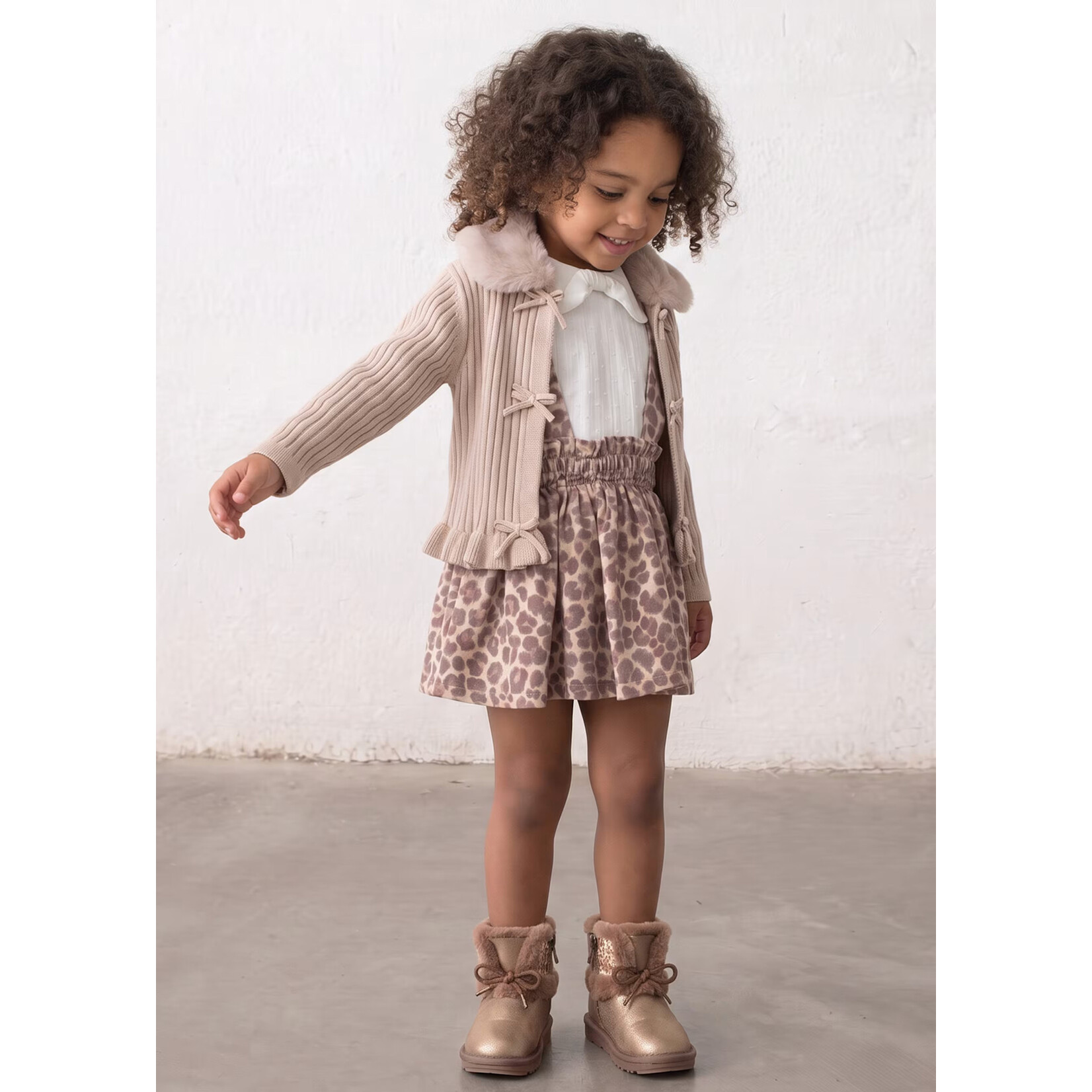 Mayoral Mayoral -  Faux Fur Collar Cardigan (2386)