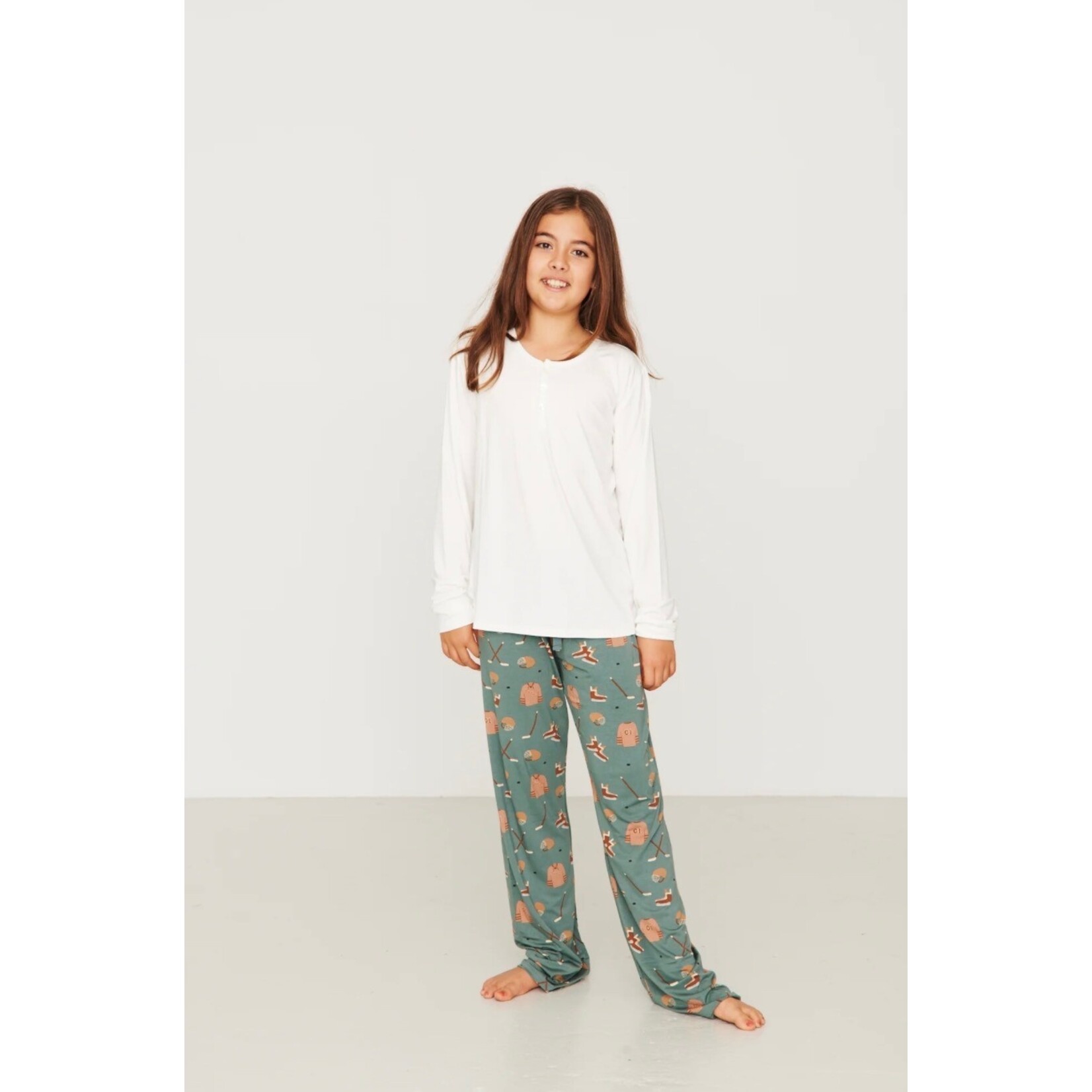 Bambi & Birdie Bambi & Birdie - 2Pc  Hockey Pajama Pants With T-Shirt