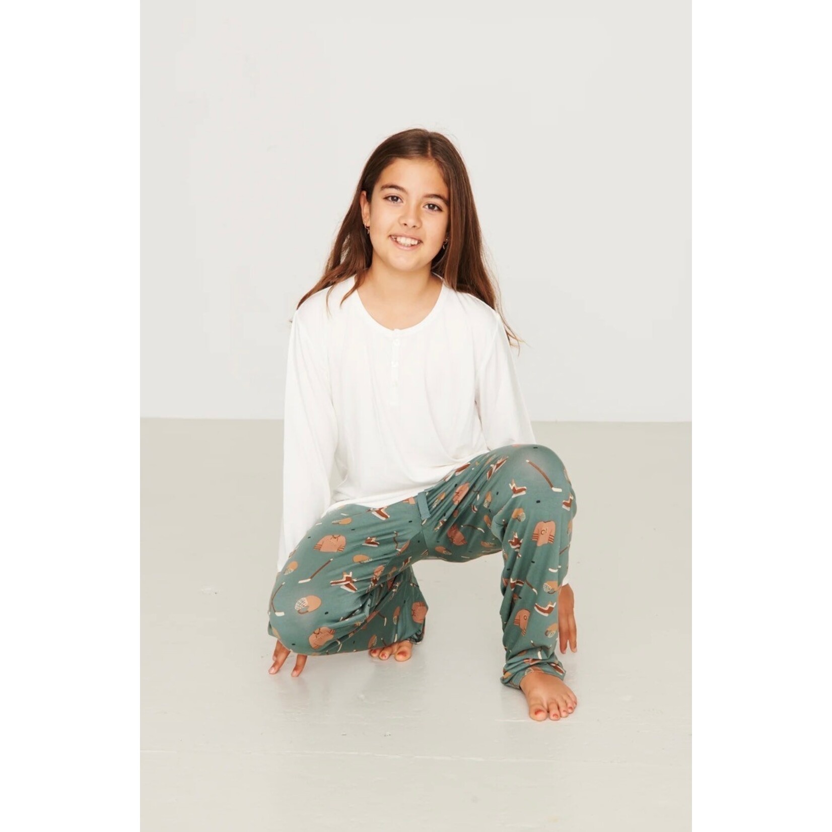 Bambi & Birdie Bambi & Birdie - 2Pc  Hockey Pajama Pants With T-Shirt