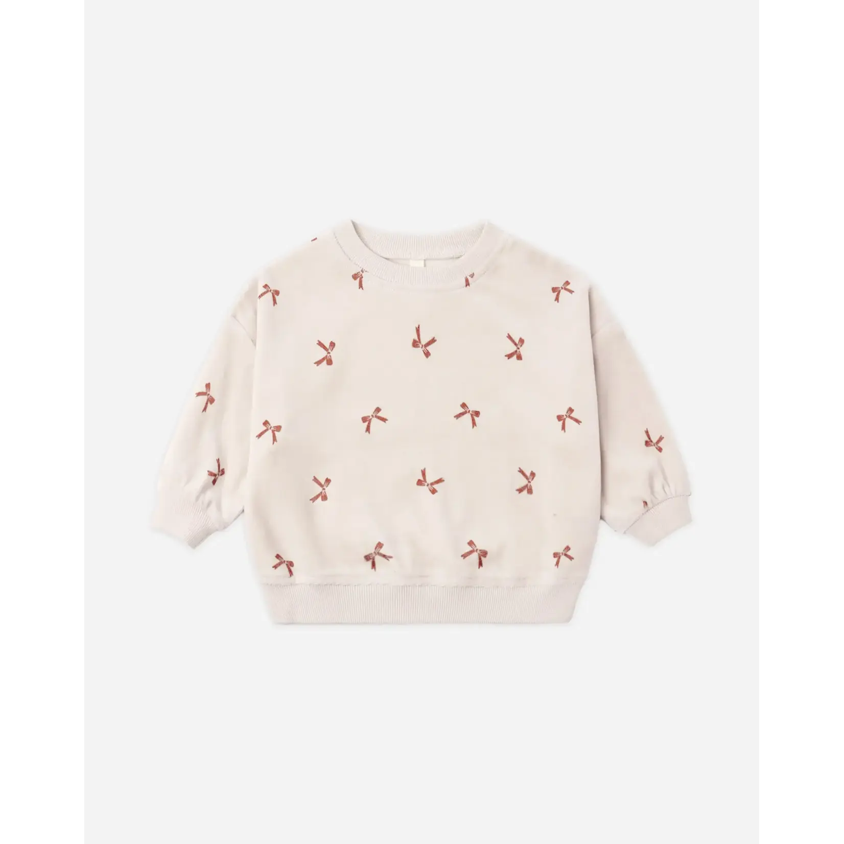 Quincy Mae Quincy Mae - Velour  Red Bows Sweatshirt
