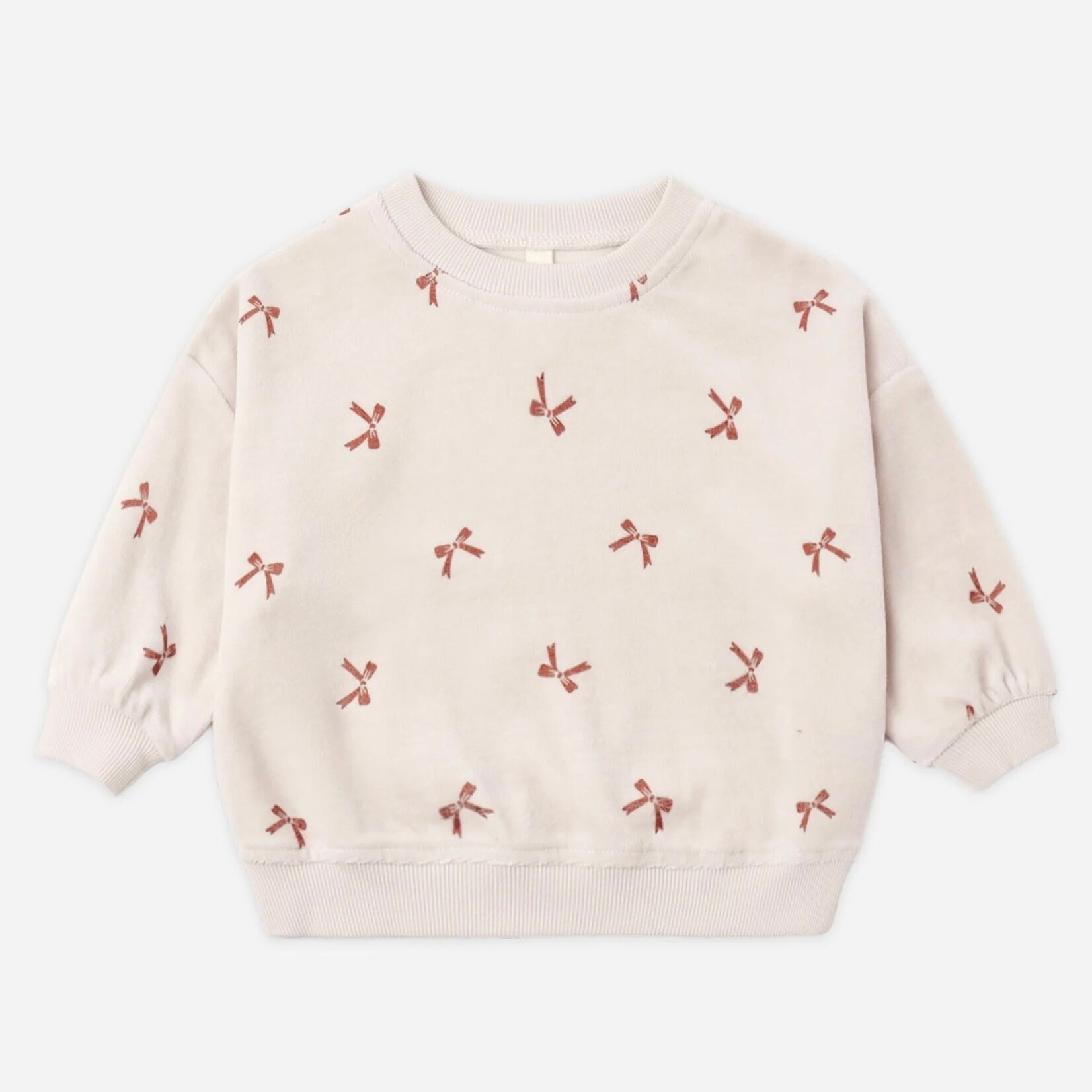Quincy Mae Quincy Mae - Velour  Red Bows Sweatshirt