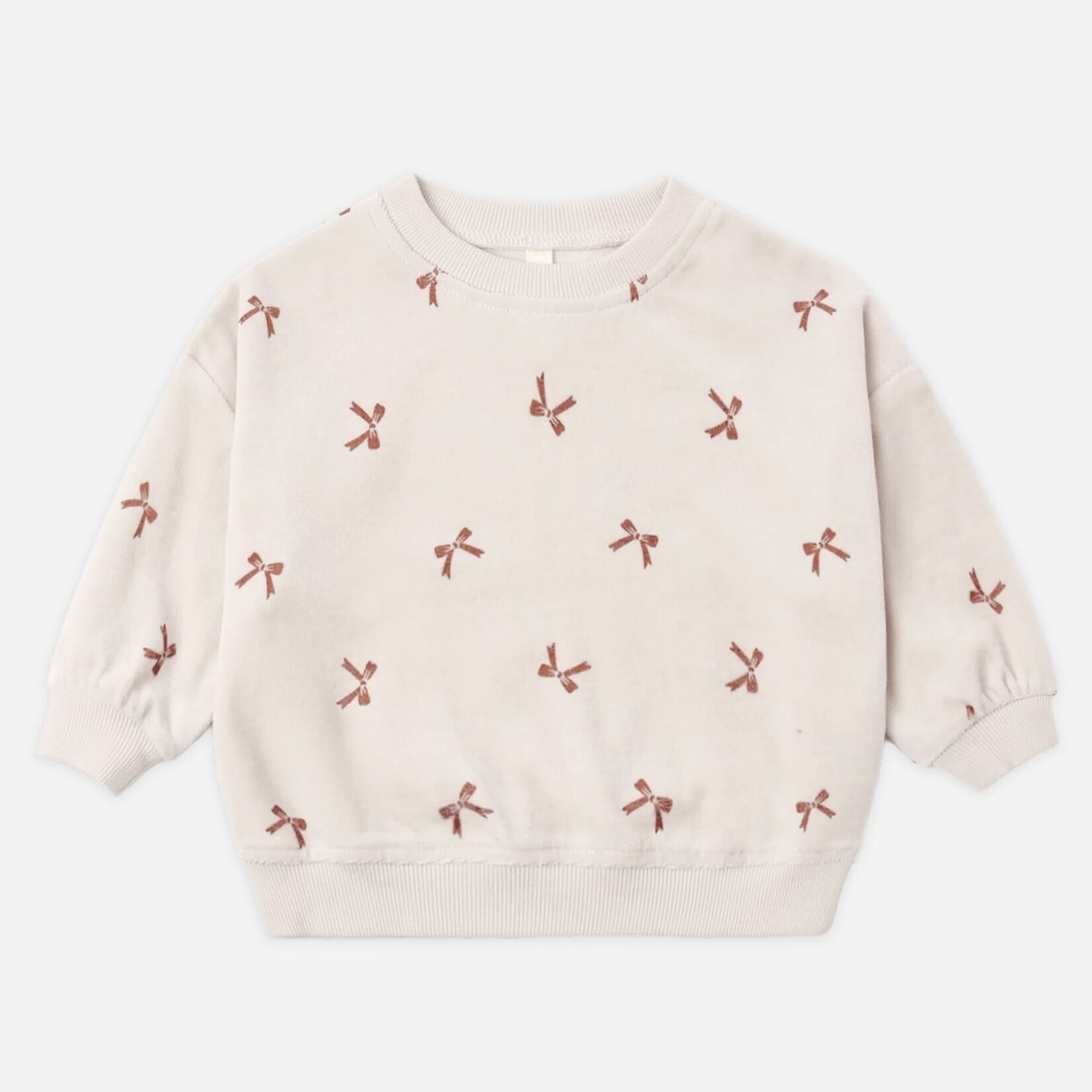 Quincy Mae Quincy Mae - Velour  Red Bows Sweatshirt