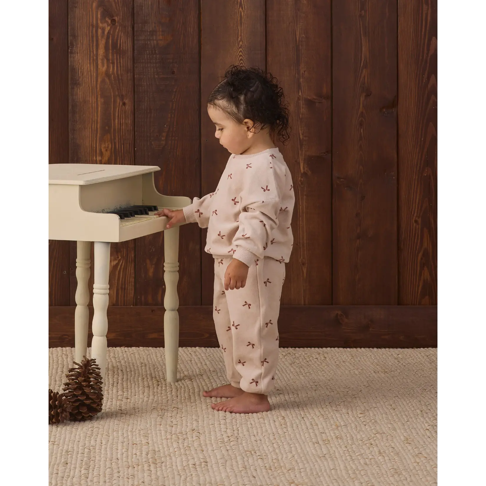 Quincy Mae Quincy Mae - Velour  Red Bows Sweatshirt