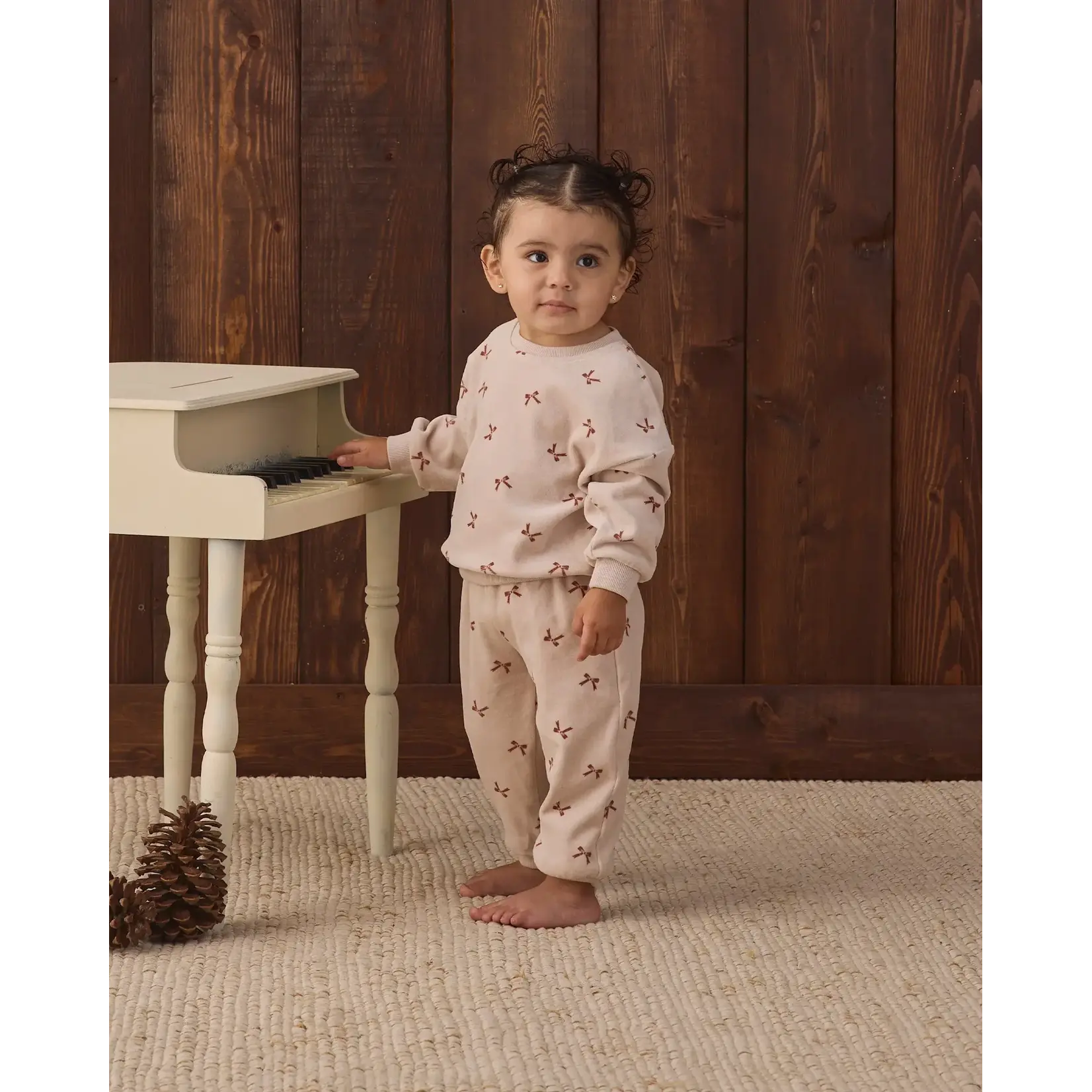 Quincy Mae Quincy Mae - Velour  Red Bows Sweatshirt