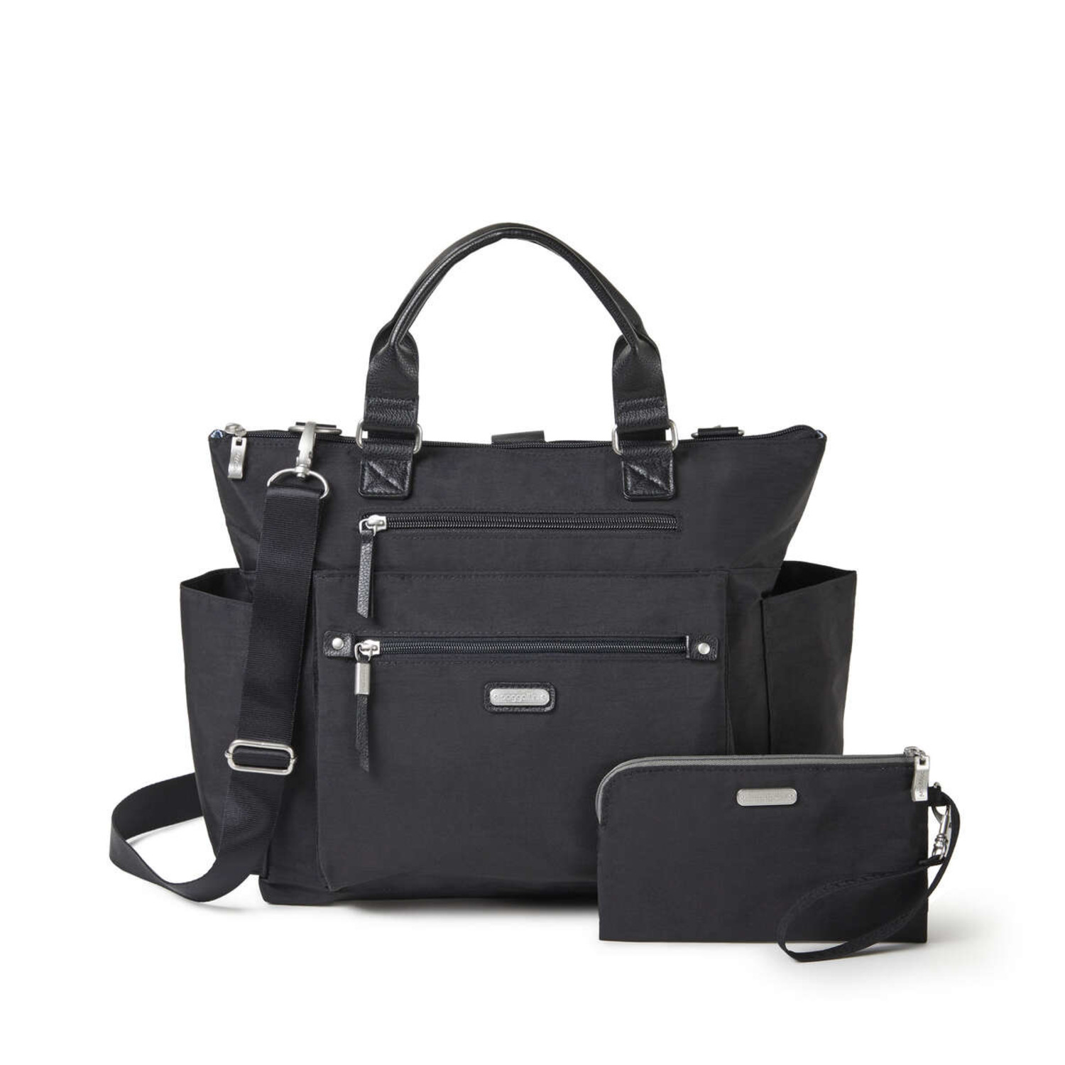 BAGGALLINI 3 In 1 Convertible Backpack With Rfid Phone Wristlet Black