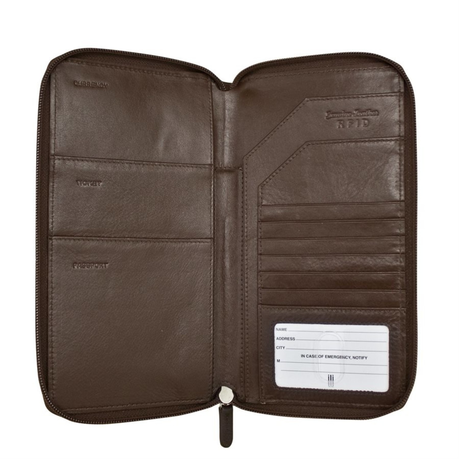 ILI Zip Around Travel Wallet Brown - Just Bags Luggage Center