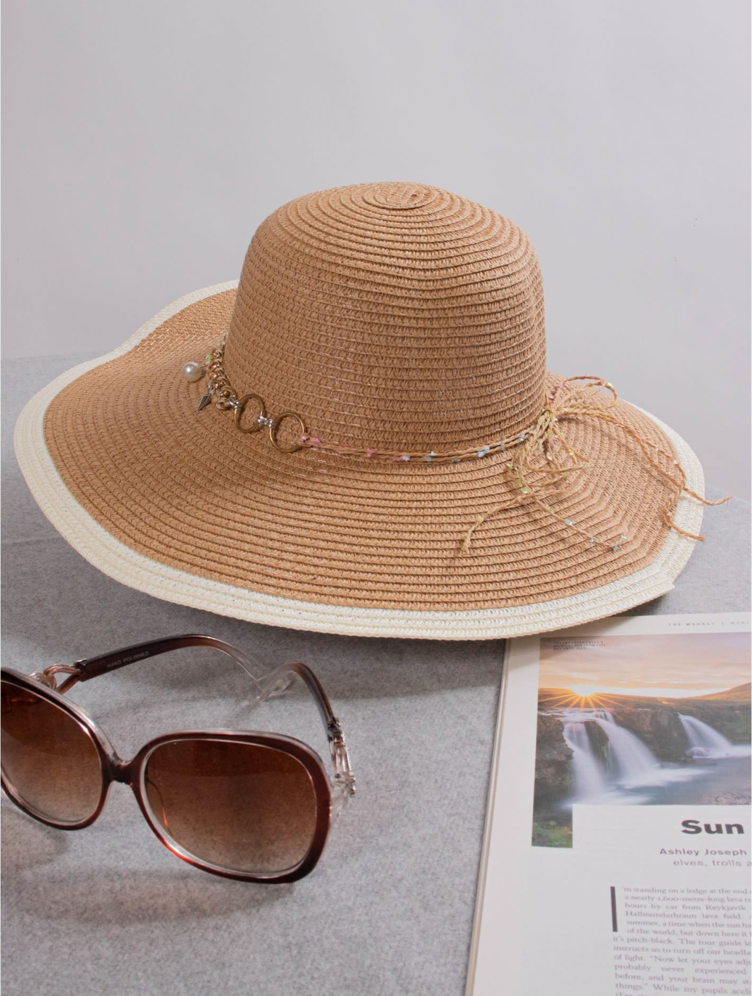 Two Tone Floppy Straw Hat - Just Bags Luggage Center