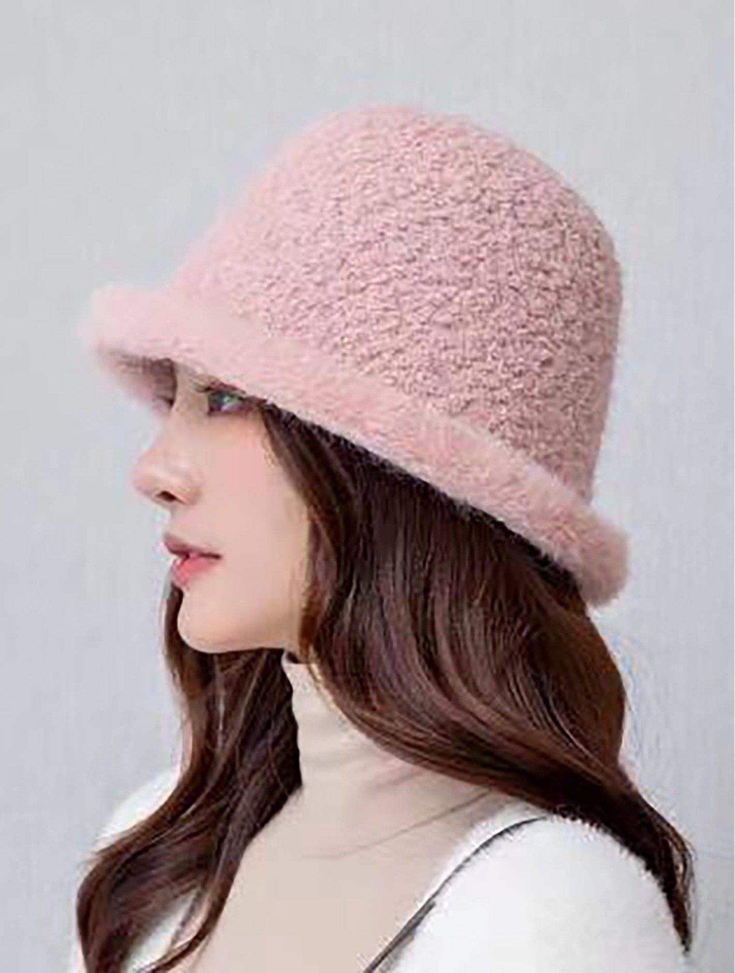 Fuzzy Bucket Hat w/Brim-Pink - Just Bags Luggage Center
