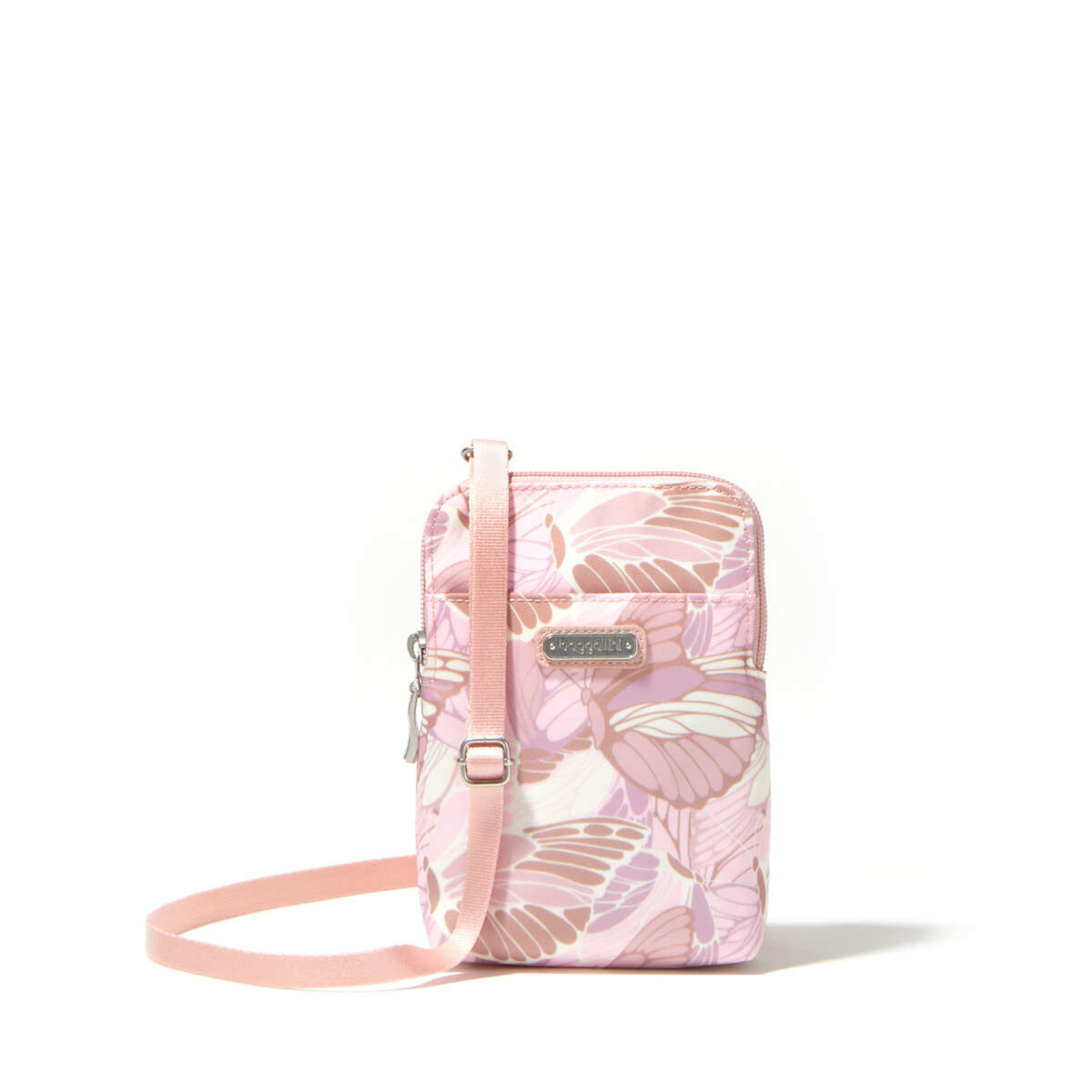 Baggallini Baggallini Take Two RFID Bryant Crossbody Pink Butterfly