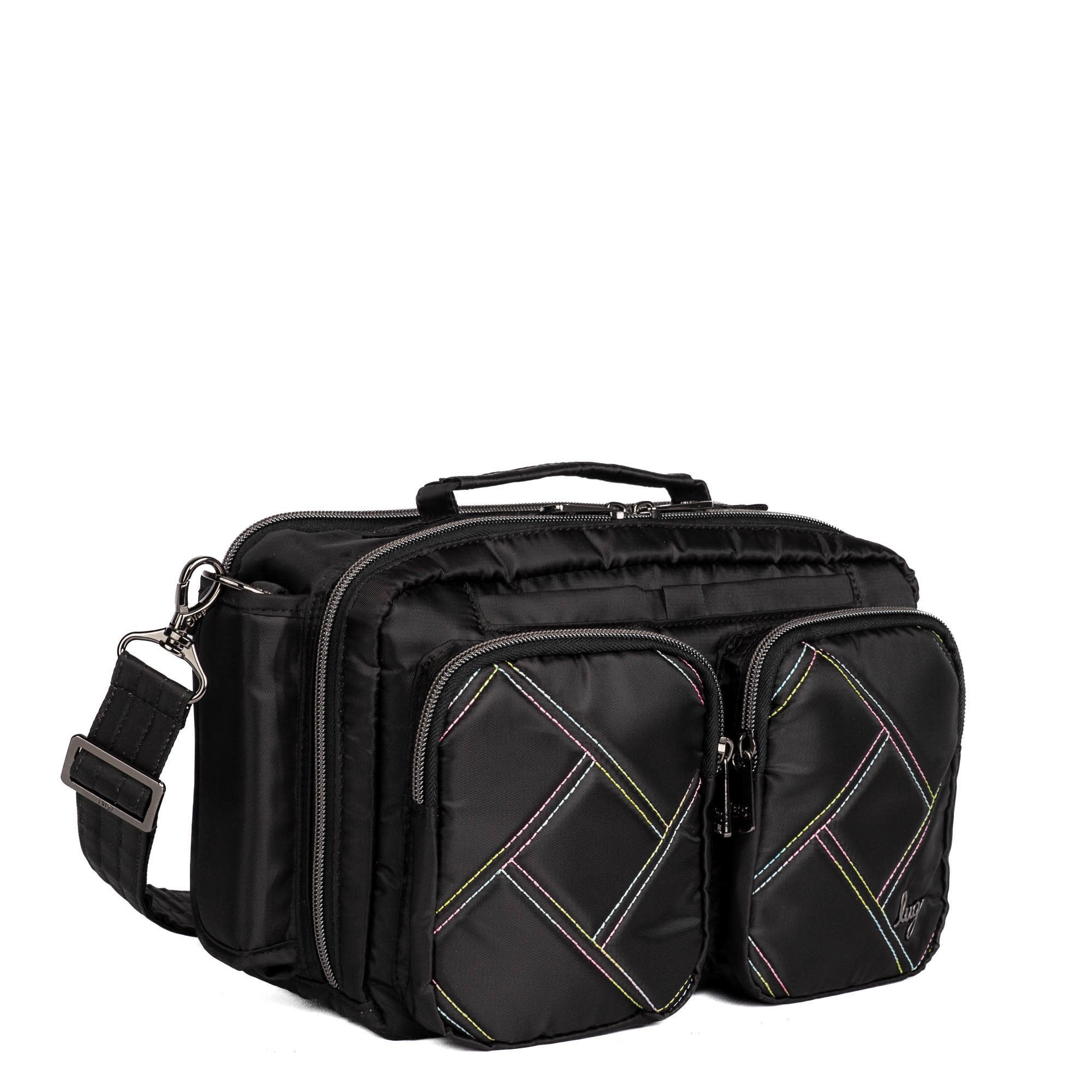 Lug Lug Rider Crossbody Bag- Black Rainbow Stitch