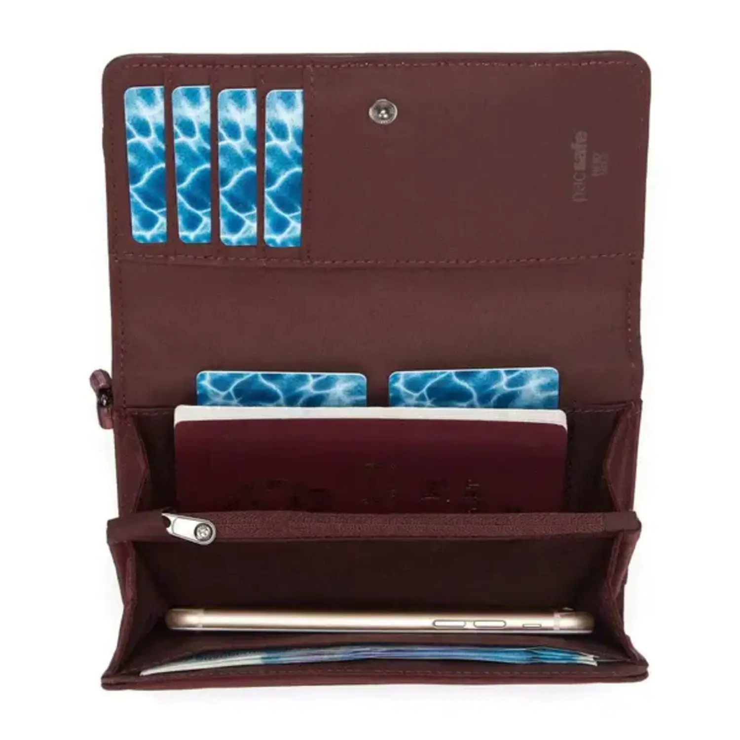 Pacsafe RFIDsafe RFID Blocking Clutch Wallet Merlot Just Bags Luggage Center