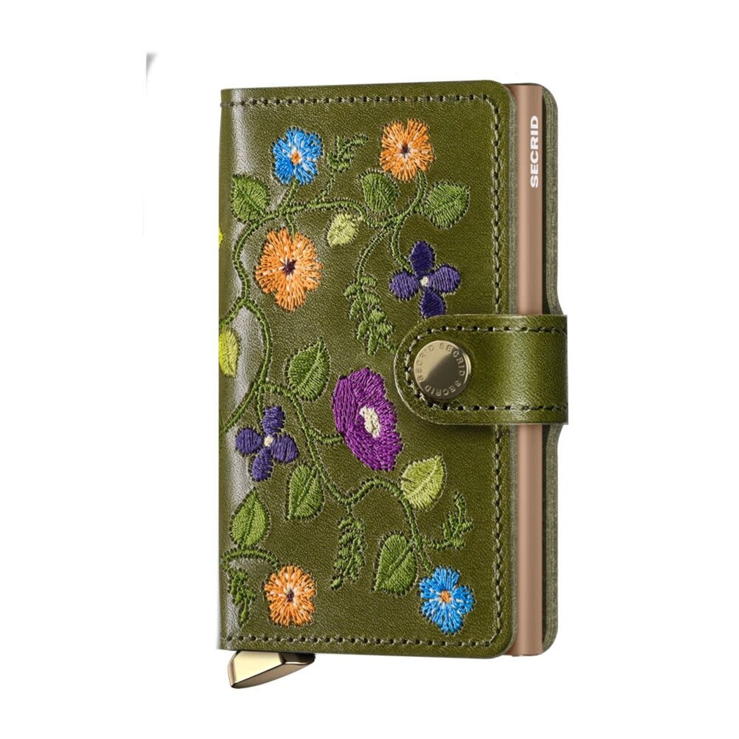 Secrid Premium Mini Wallet Stitch Floral - Olive - Just Bags