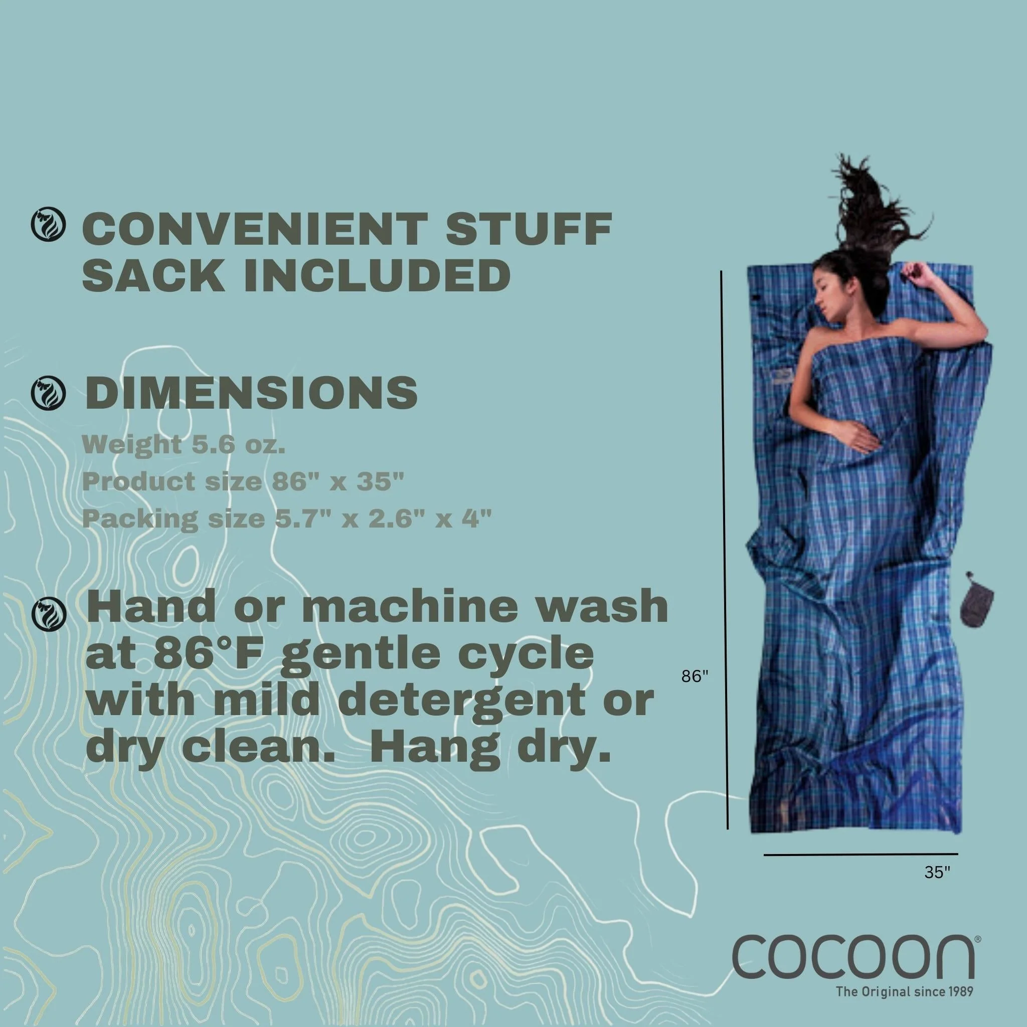 Cocoon Travel Sheet Silk Leaves - Just Bags Luggage Center