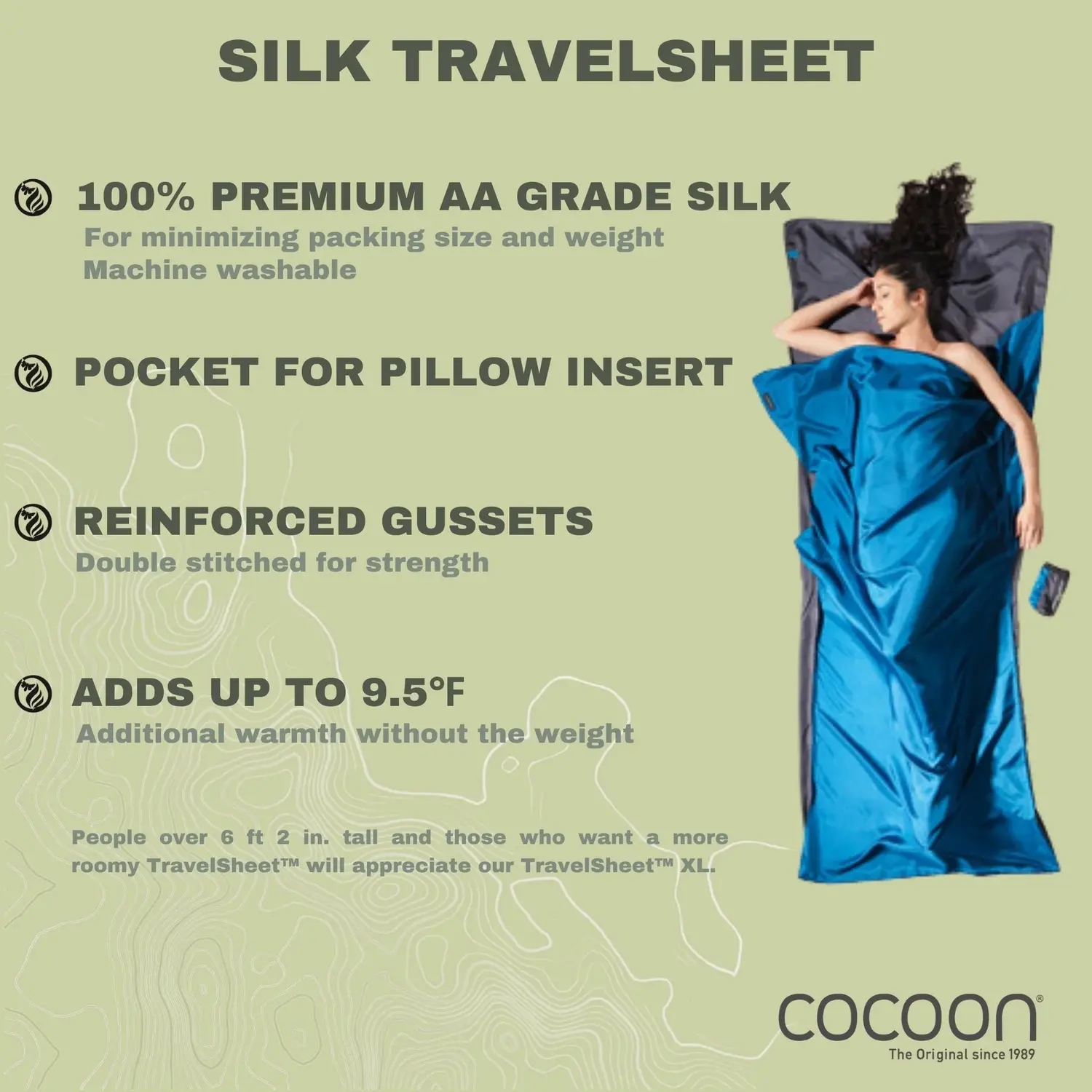 Cocoon Cocoon Travel Sheet Silk Leaves