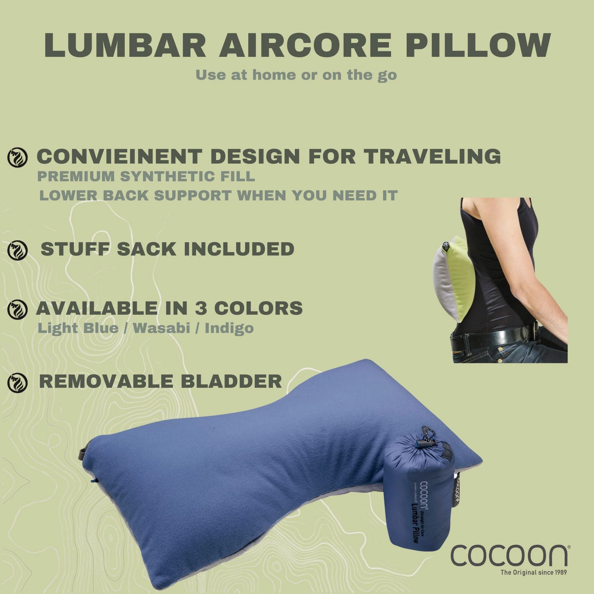 Cocoon Ultralight Lumbar AirCore Pillow Just Bags Luggage Center