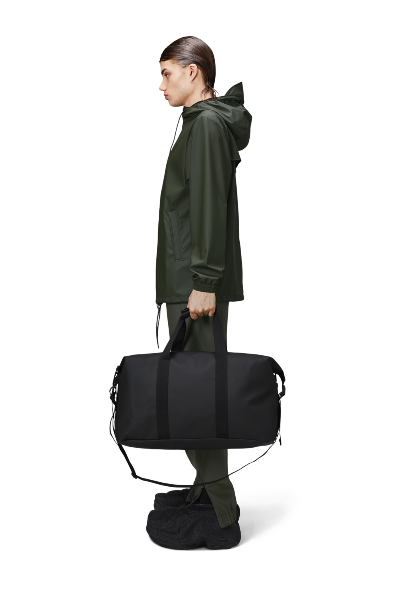 RAINS| (Hilo Weekend Bag (14200-01)) Rains Hilo Weekend Bag- Black - Just Bags Luggage Center