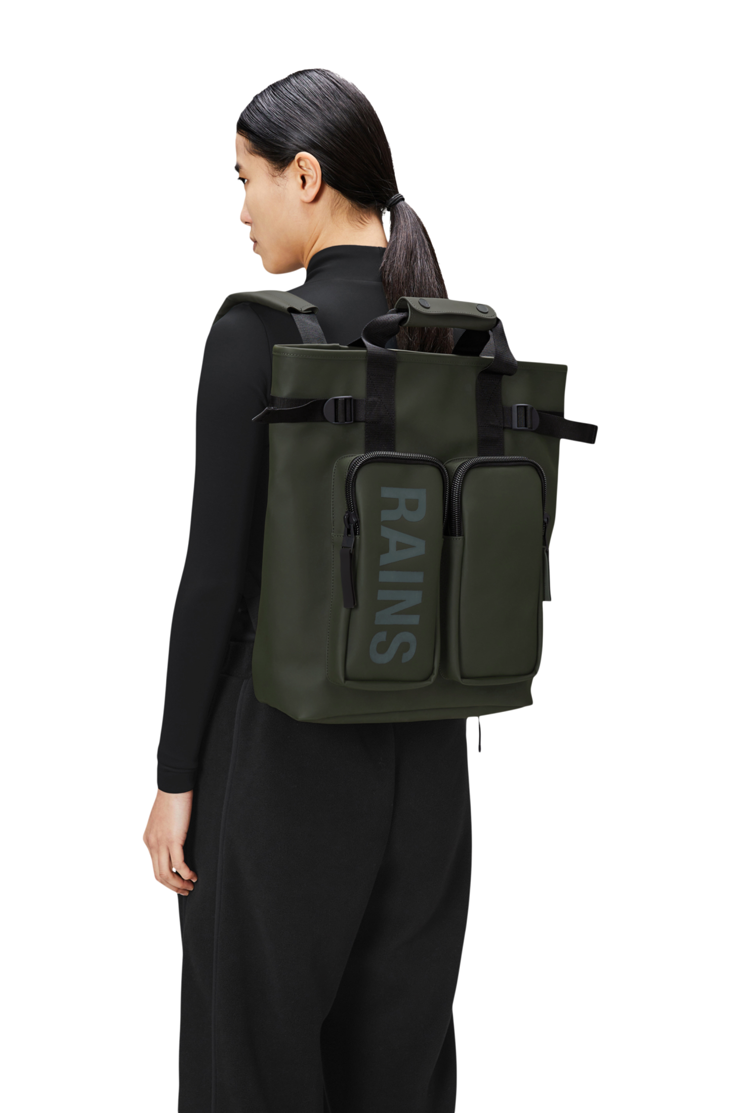 Rains Texel Tote Backpack- Green - Just Bags Luggage Center display picture 1