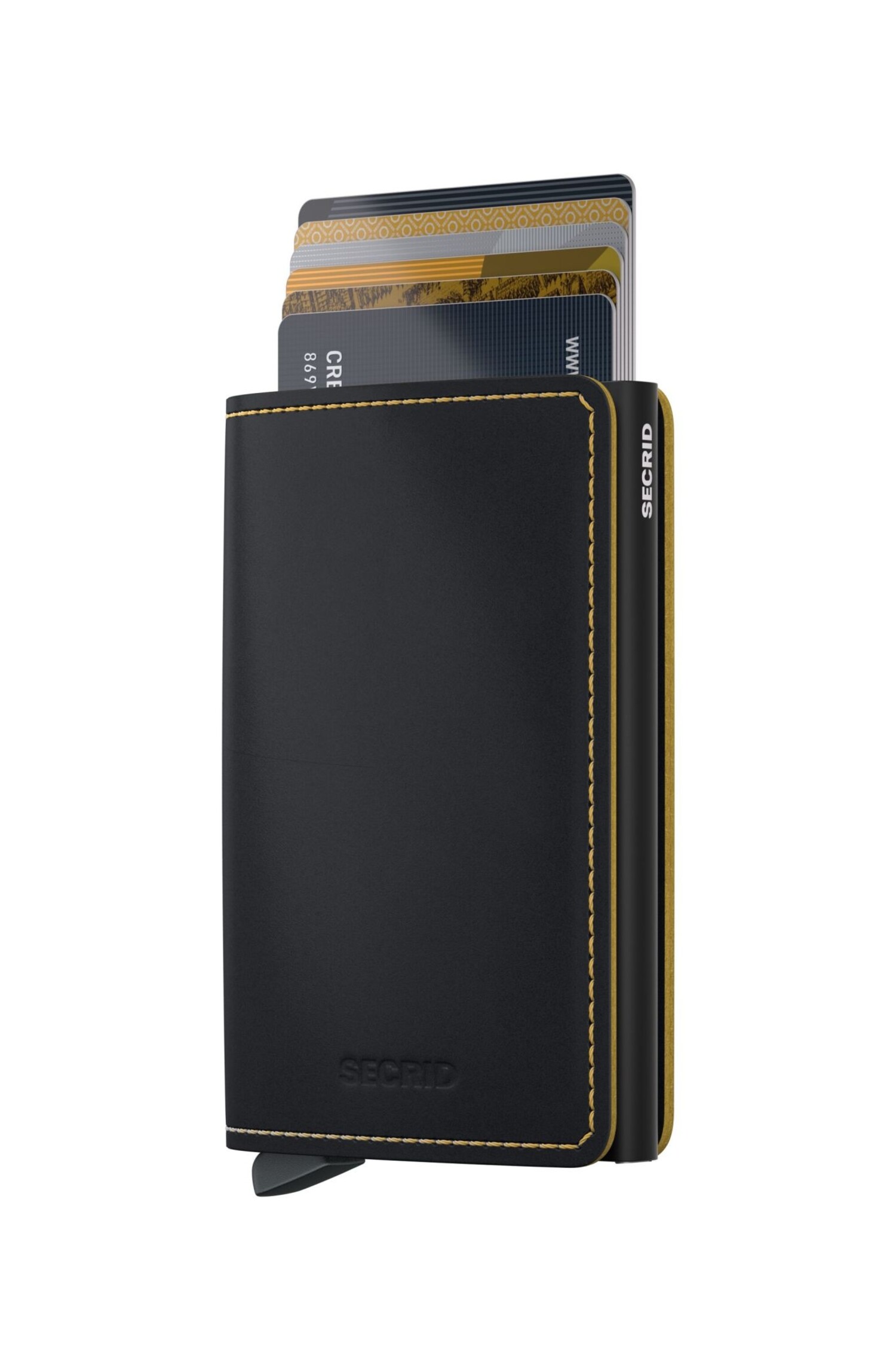 Secrid Slim Wallet- Matte Black/ Ochre - Just Bags Luggage Center