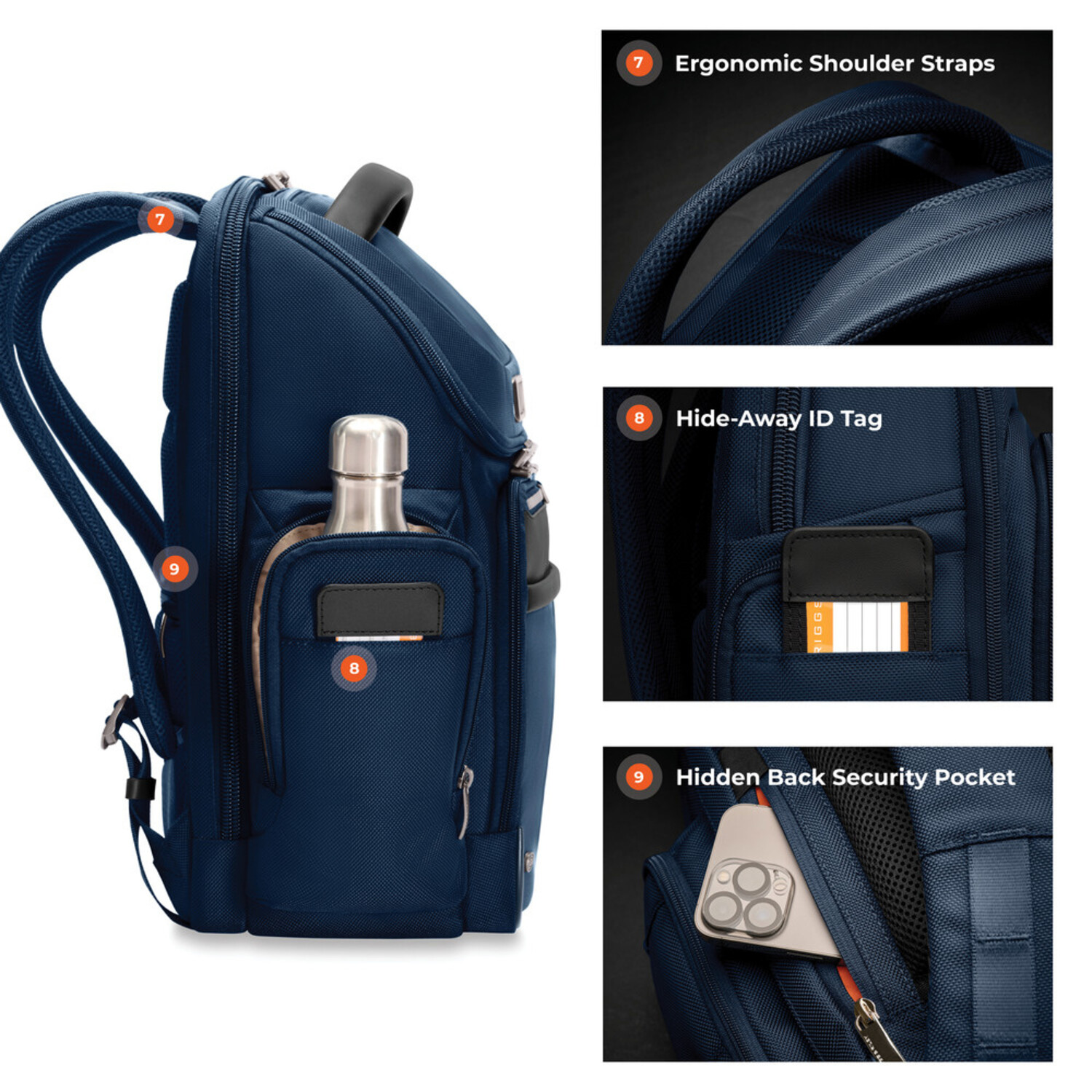 Briggs Riley @Work Medium Widemouth Backpack- Navy Just Bags