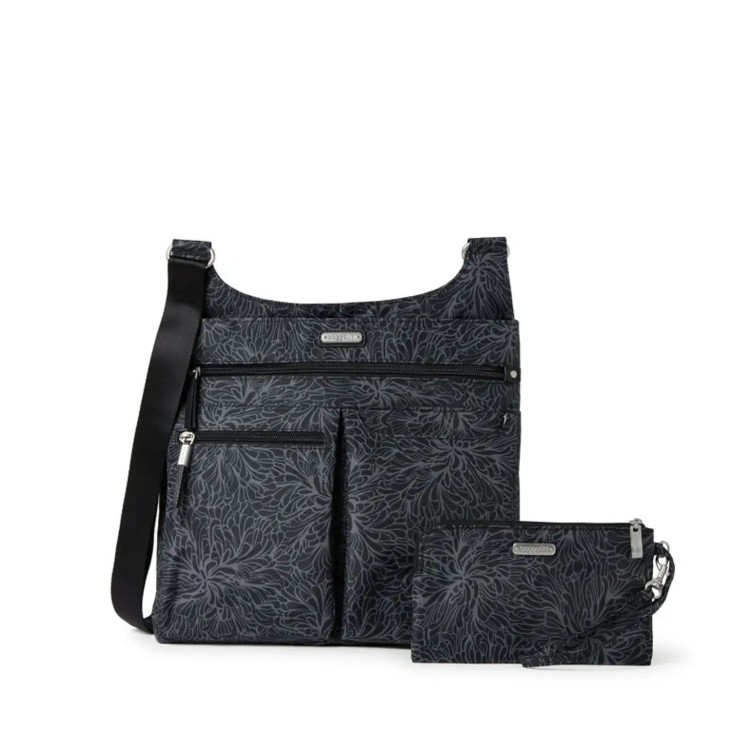 Baggallini On Track Zip Crossbody With RFID Phone Wristlet Black