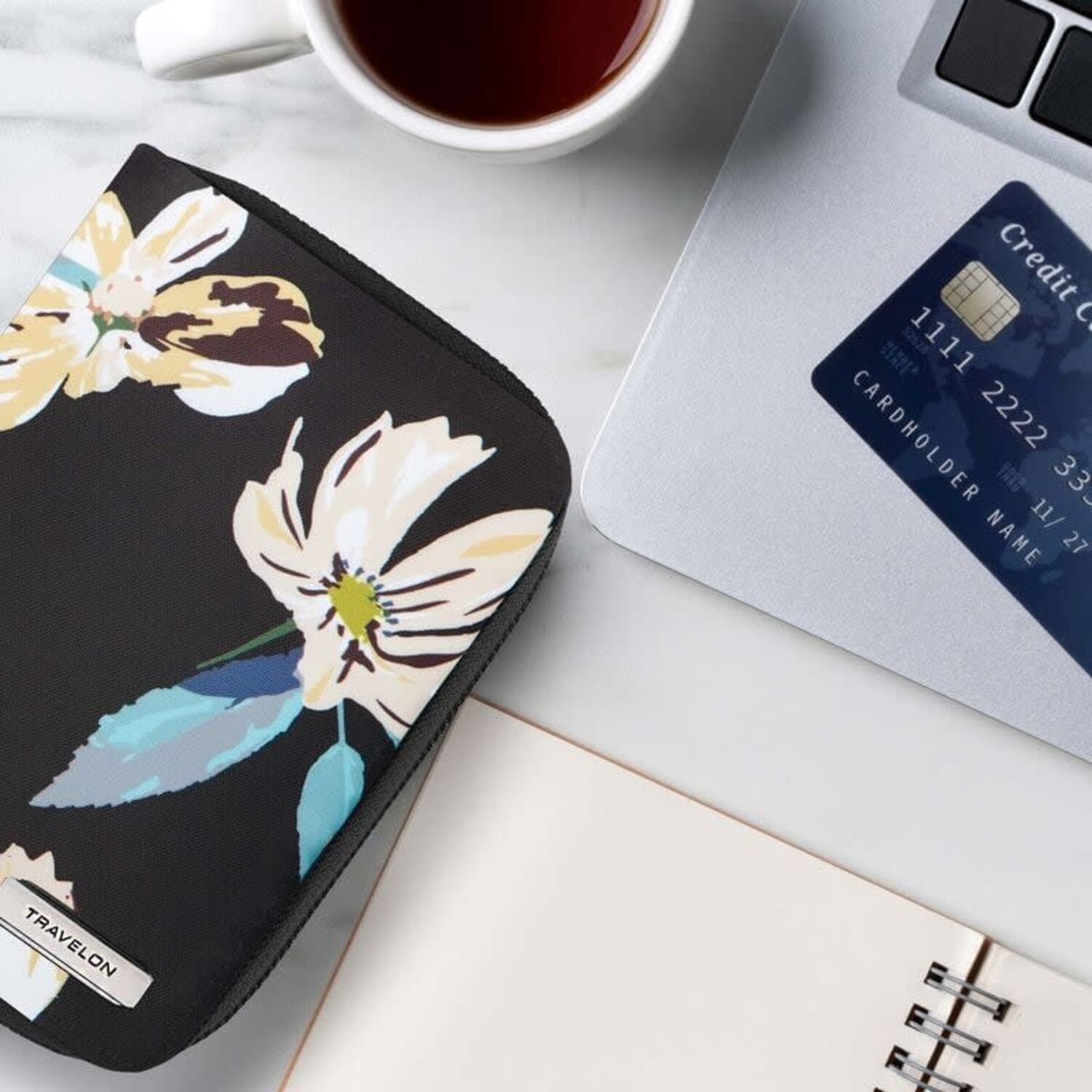 Travelon RFID Blocking Passport Zip Wallet- Midnight Floral - Just Bags  Luggage Center