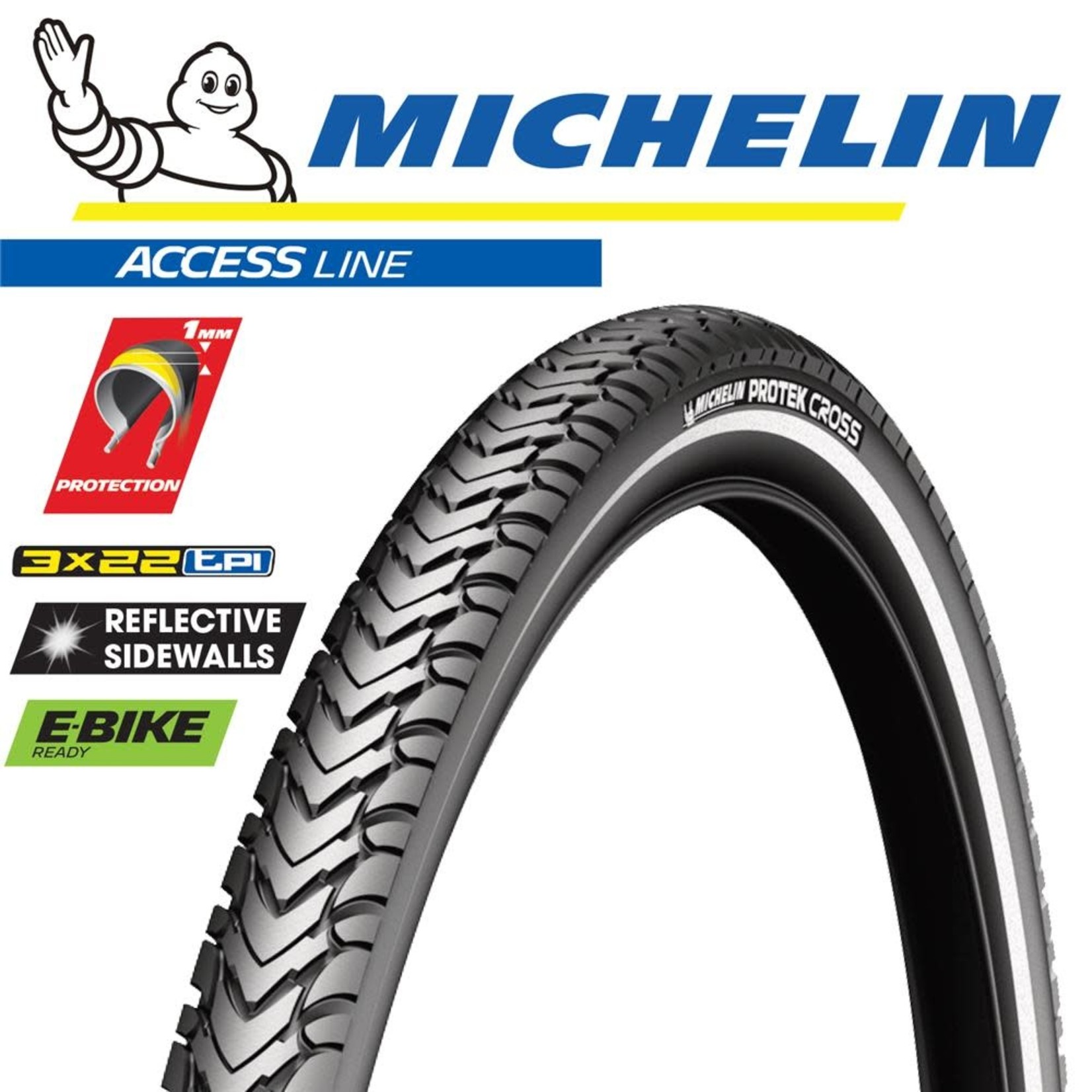Michelin Michelin Protek Cross Access Line E-Bike Rated Wire Tyre - 26"x1.85"