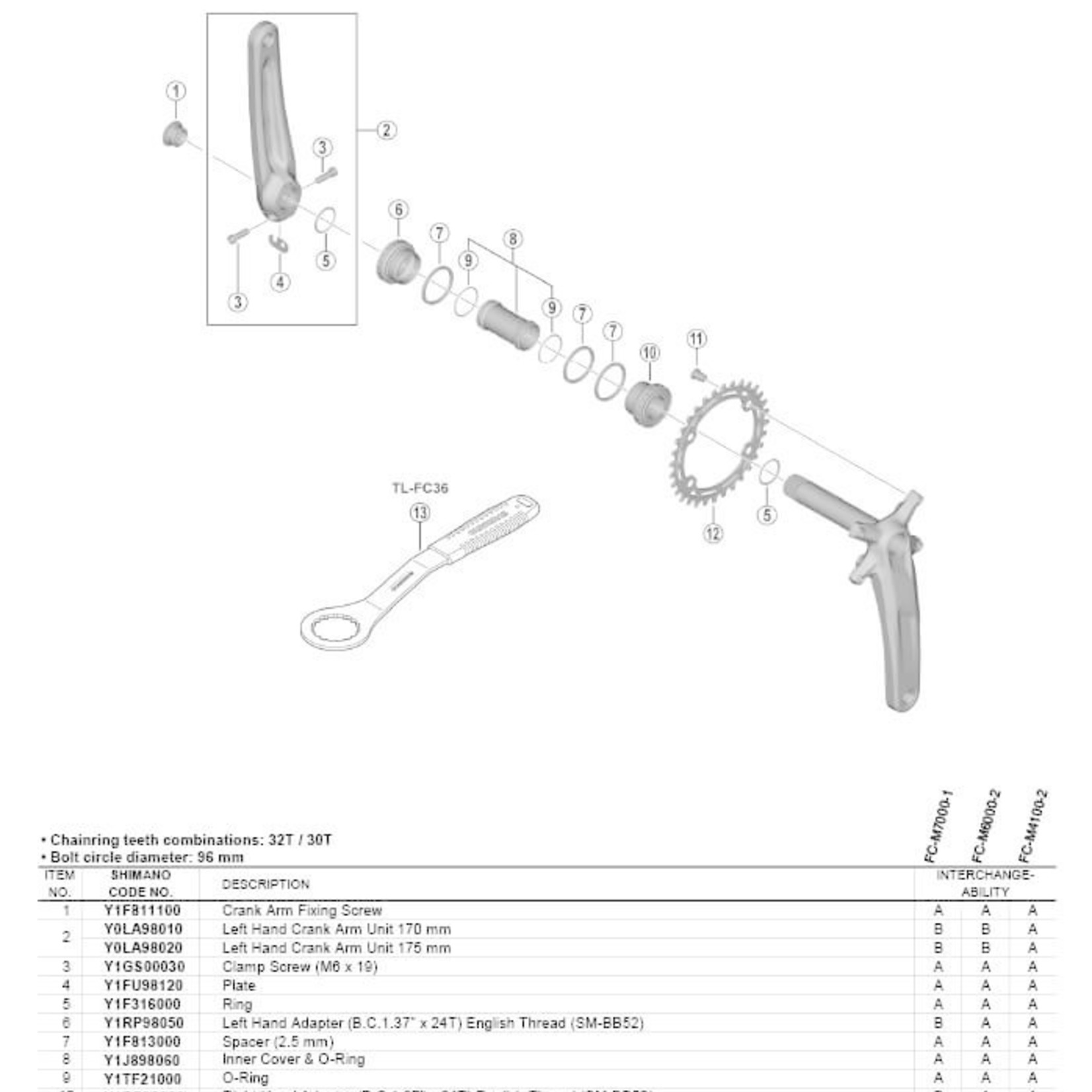 Shimano Deore Fc M5100 Front Crankset 170mm 32t C L 52mm Kbl Bikes