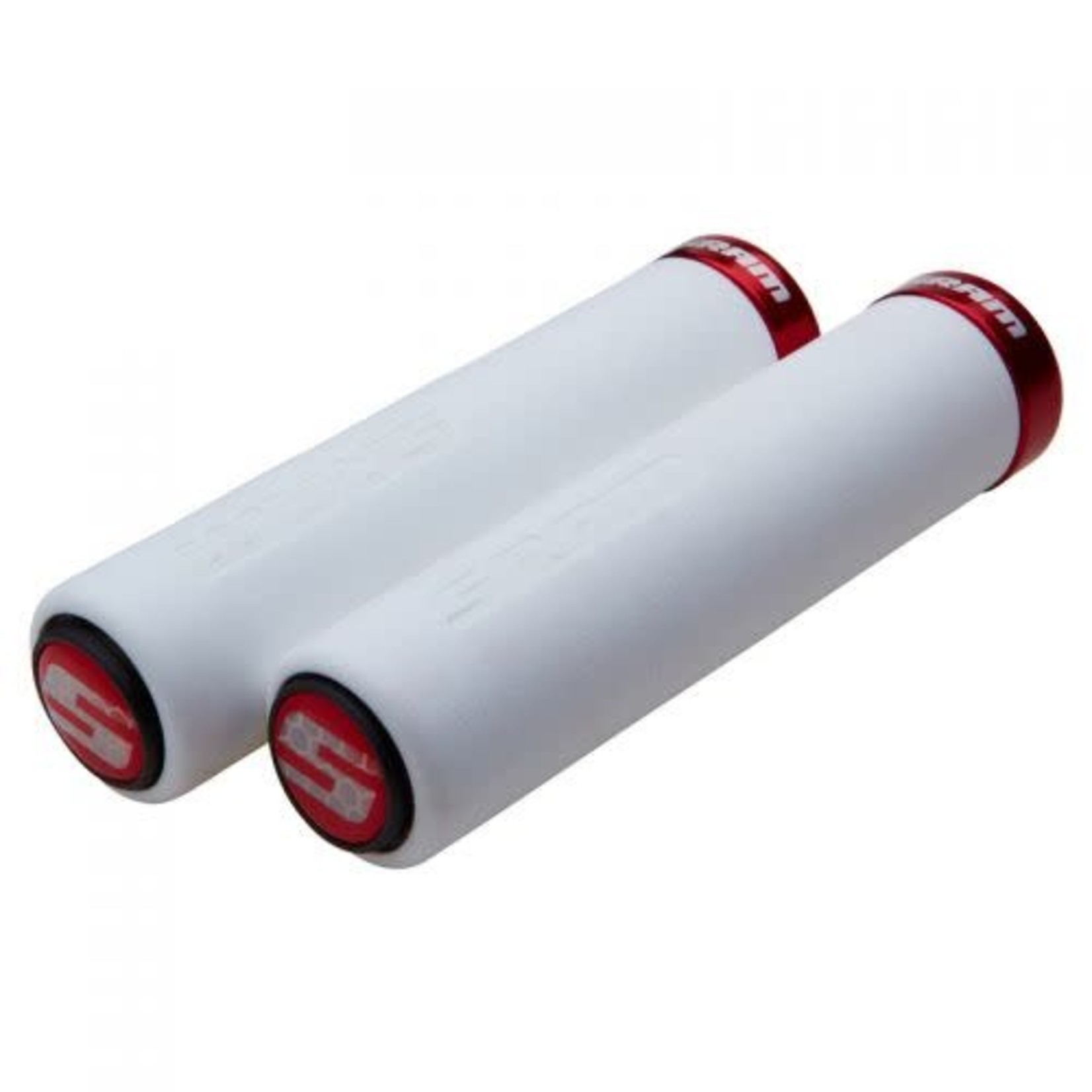 SRAM SRAM Locking Grips Foam 129mm White with Single Red Clamp and End Plugs