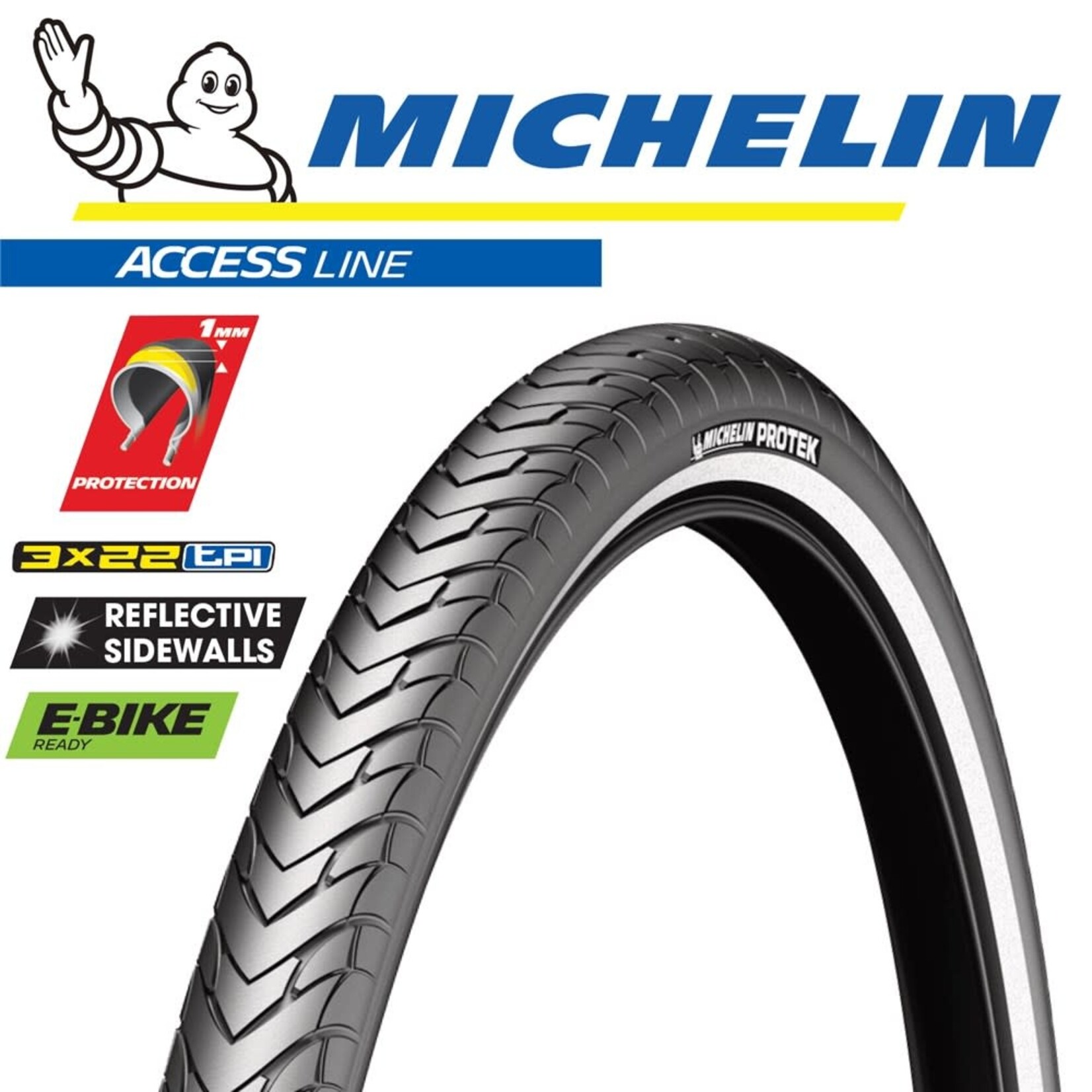 Michelin Michelin Protek Access Line Wire E-Bike Rated Tyre - 26" x 1.85"