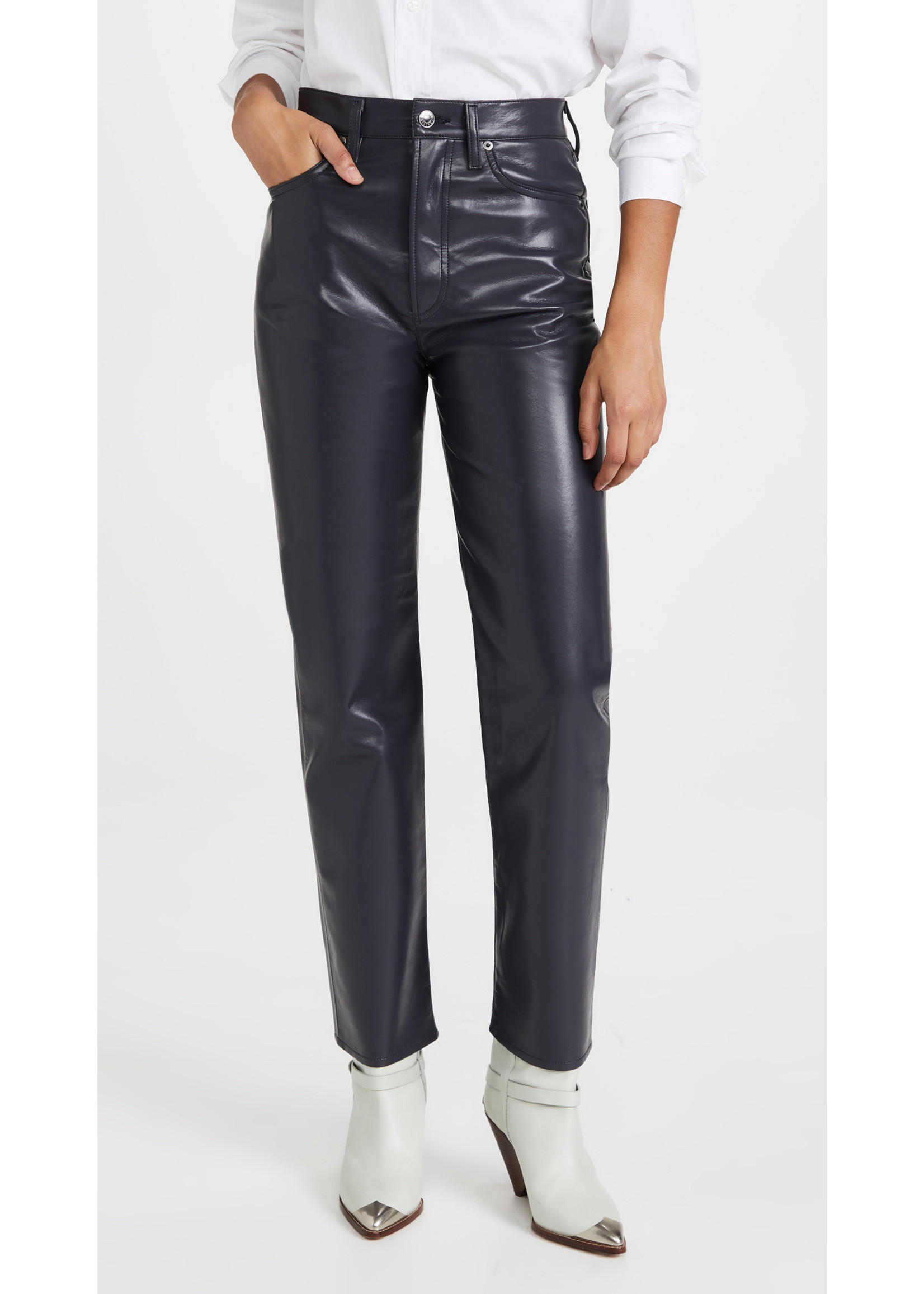 Black 90s Pinch recycled-leather trousers, Agolde