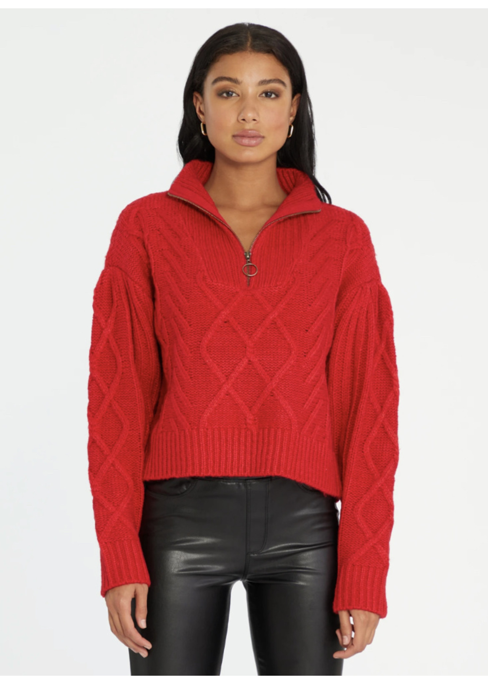 Sanctuary - Zip up Cable Sweater - MonAmie Boutique