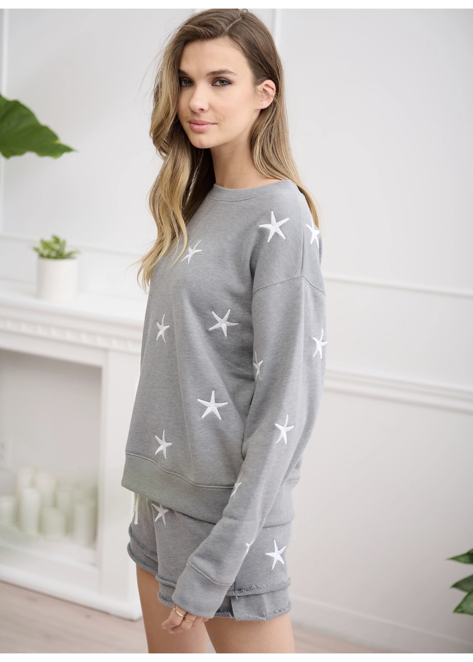 CHRLDR CHRLDR - Embroidered Stars - Crew Neck Sweatshirt