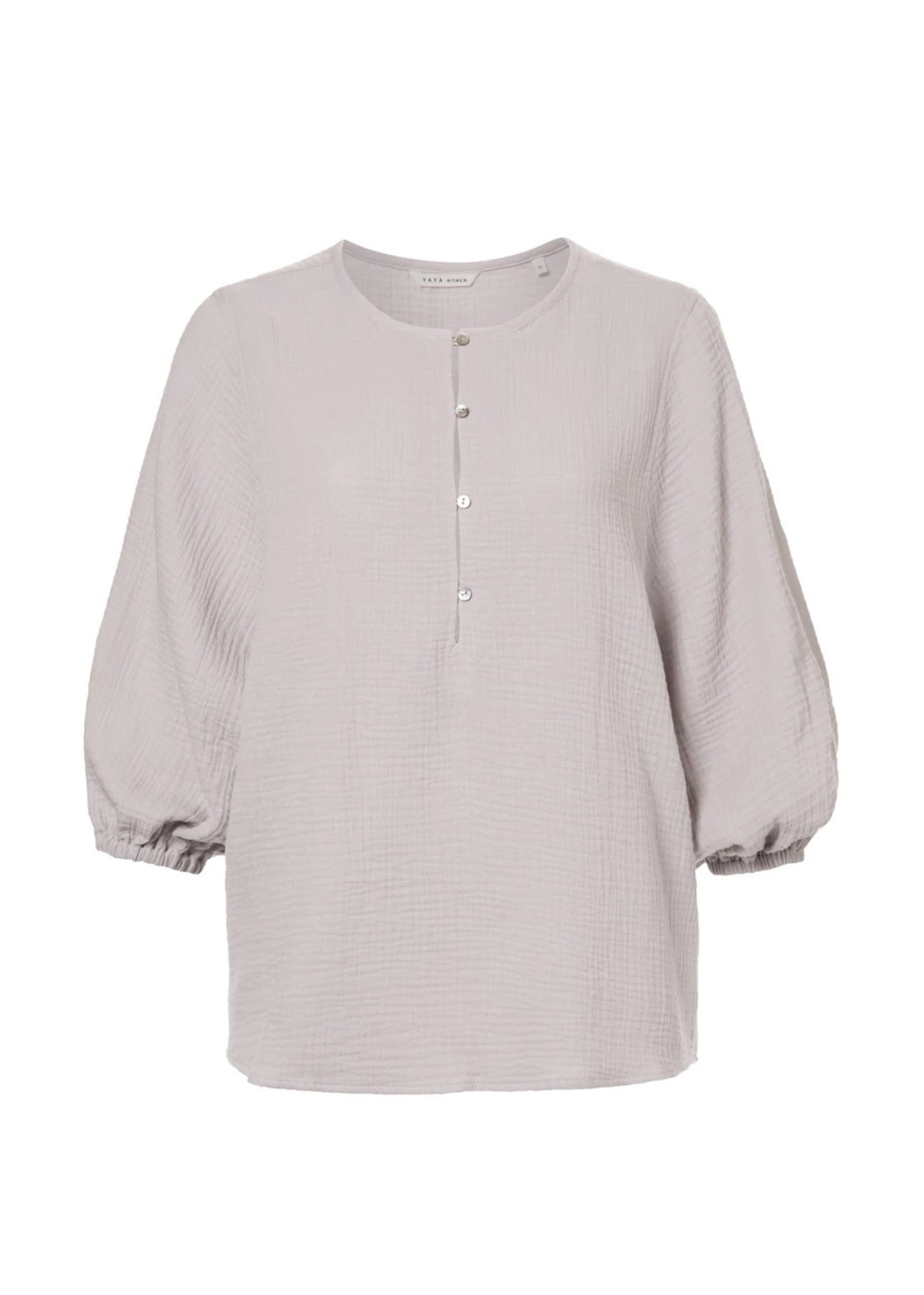 YAYA Yaya - Top with 3/4 sleeves and half button placket in cotton