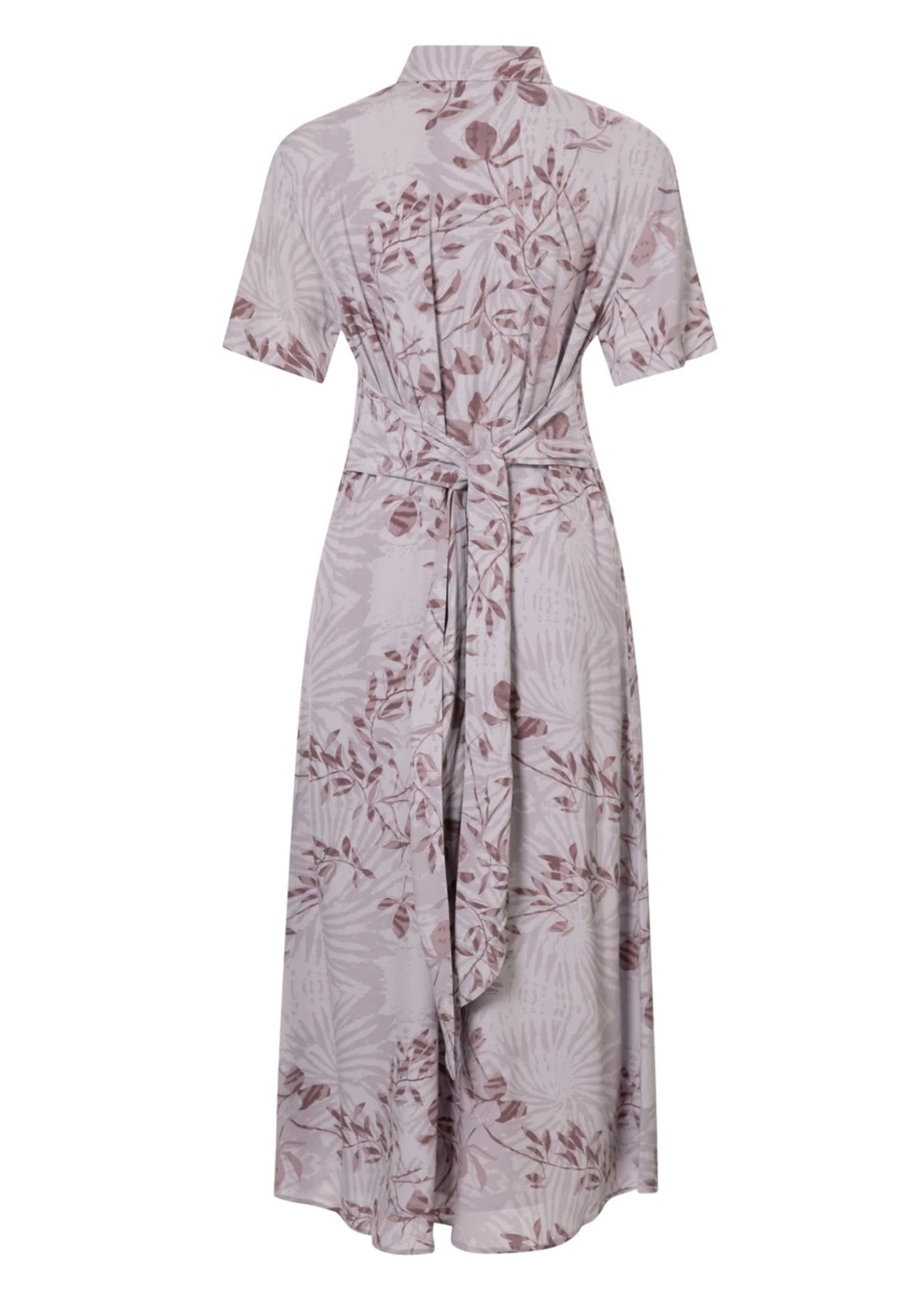 Yaya - Printed short sleeve dress with knotted waist detail