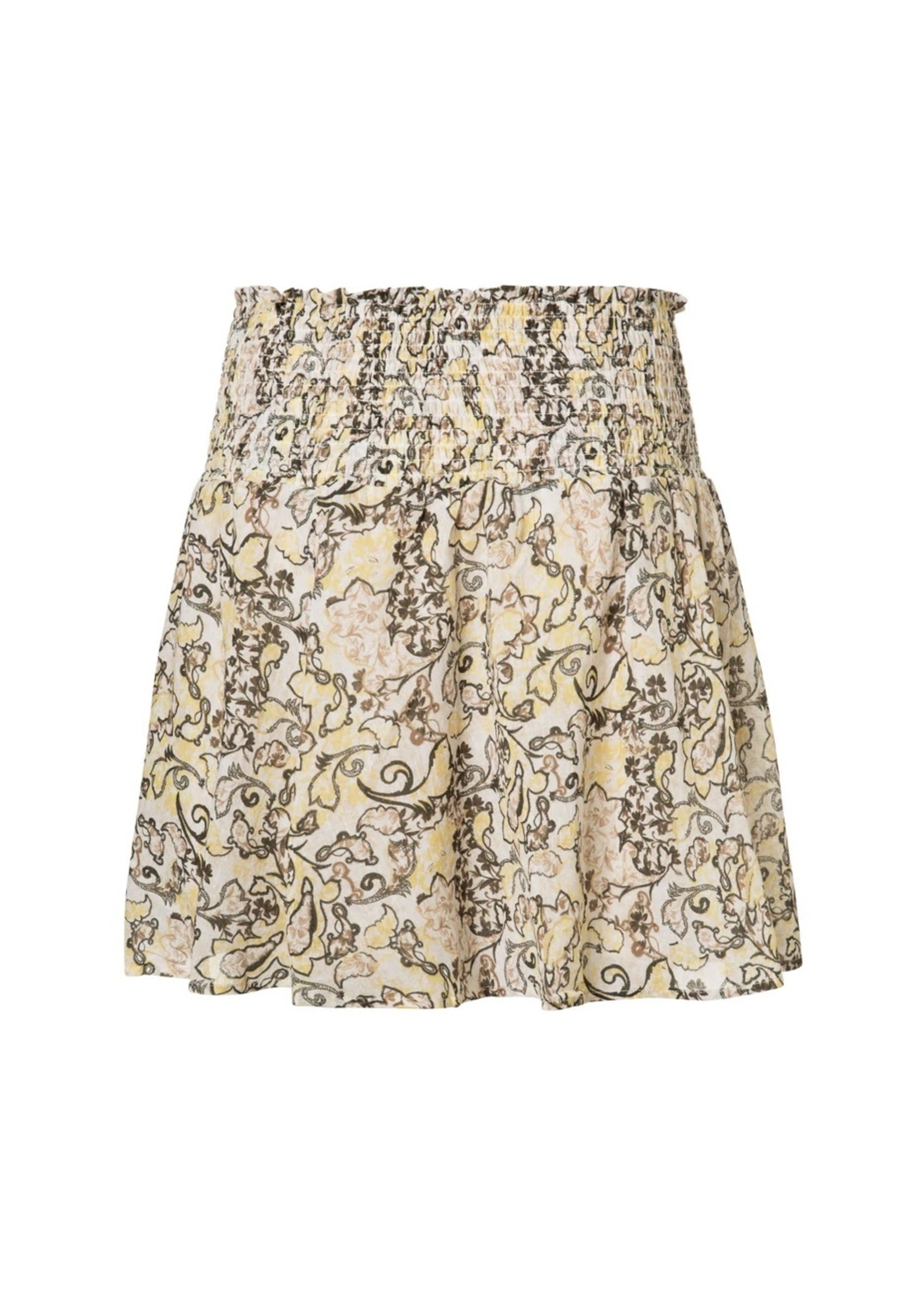 YAYA Yaya - Printed Mini Skirt with smocked waist in cotton