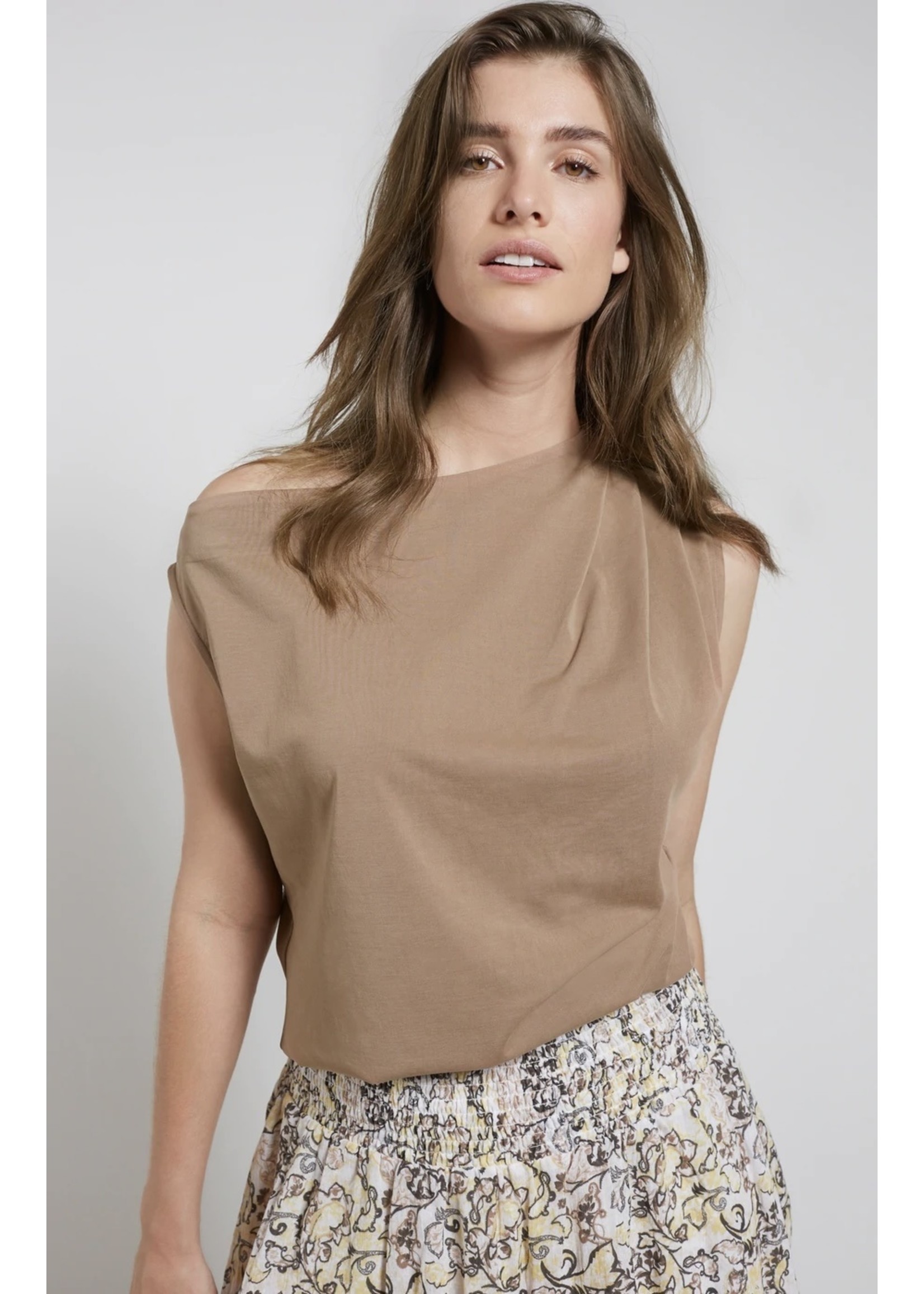 YAYA Yaya - Printed Mini Skirt with smocked waist in cotton