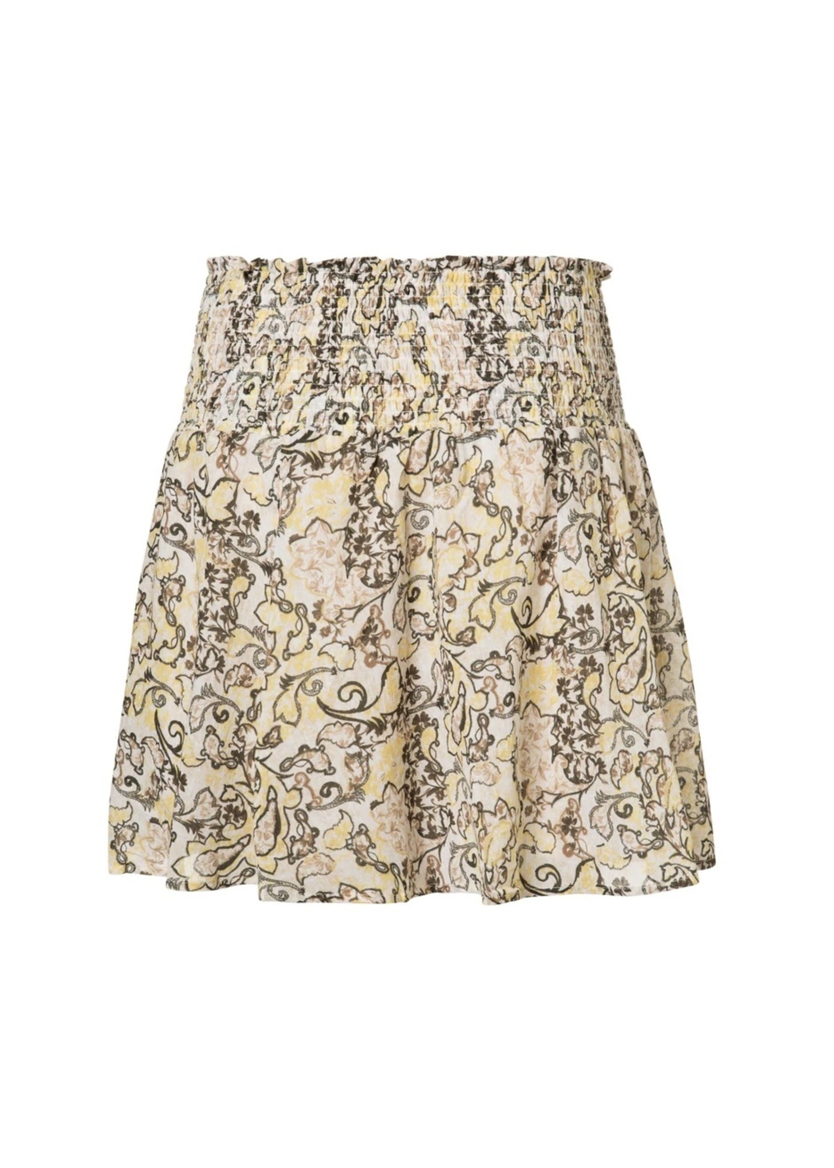 YAYA Yaya - Printed Mini Skirt with smocked waist in cotton