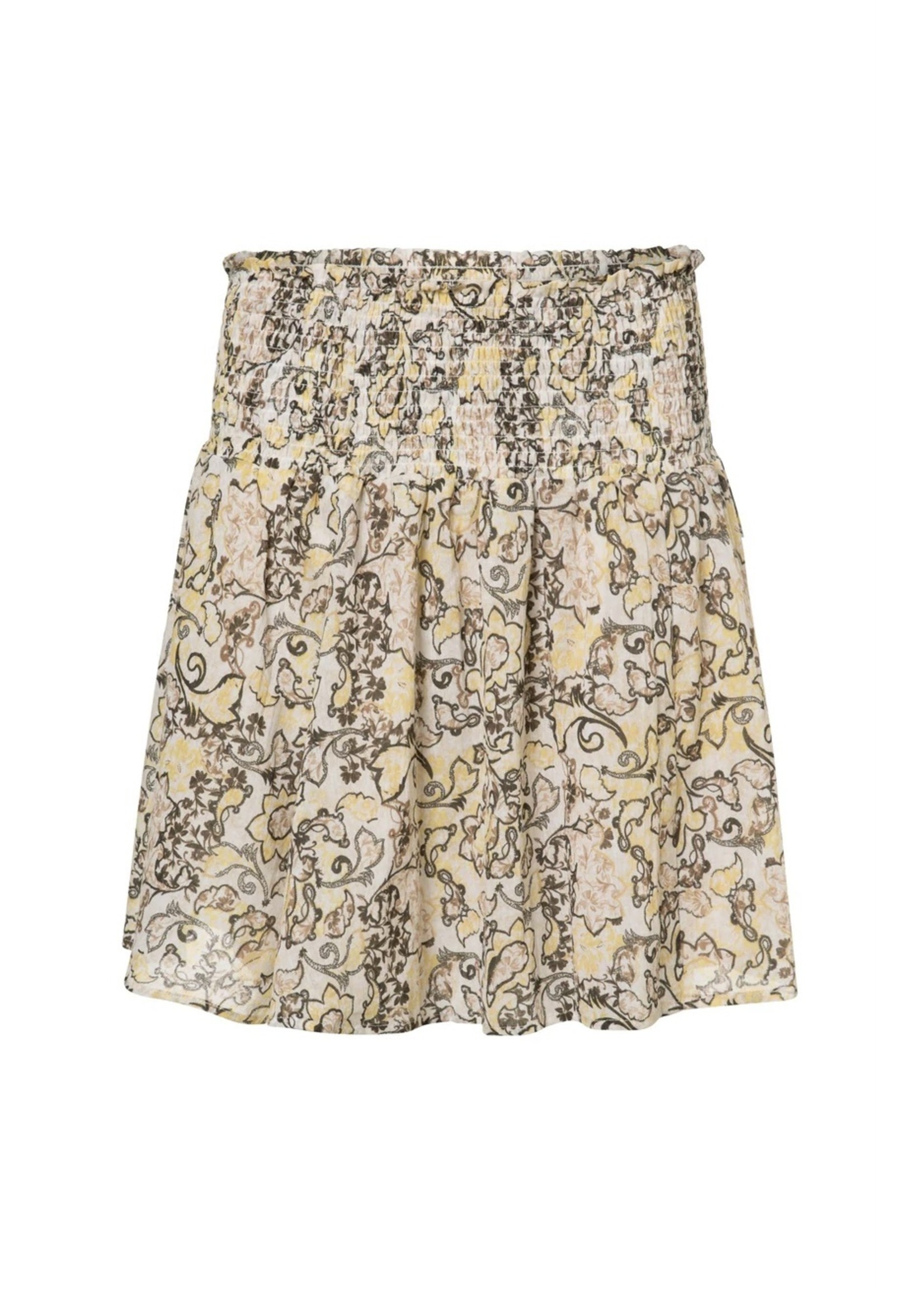 YAYA Yaya - Printed Mini Skirt with smocked waist in cotton