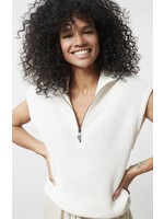 YAYA Yaya - Sweater with rib detail and wide collar with zipper placket