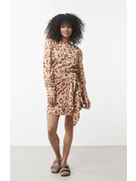 YAYA Yaya - Printed long sleeve,mini dress with knotted waist