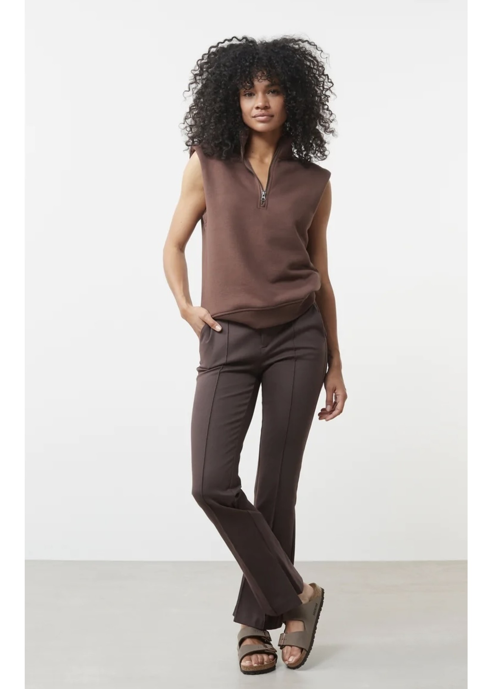 YAYA Yaya - Jersey Flare trousers with slit in a cotton Blend