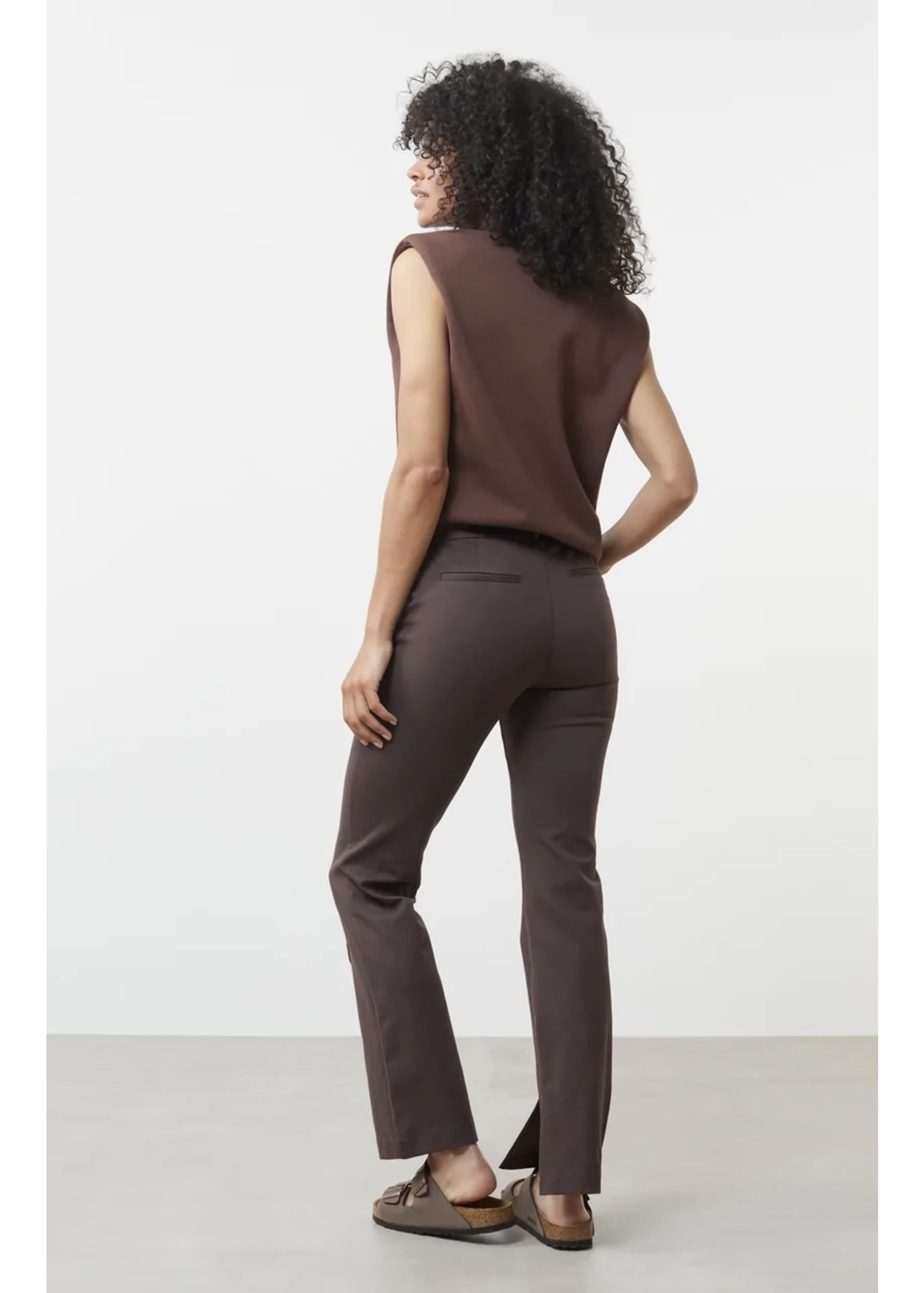 YAYA Yaya - Jersey Flare trousers with slit in a cotton Blend