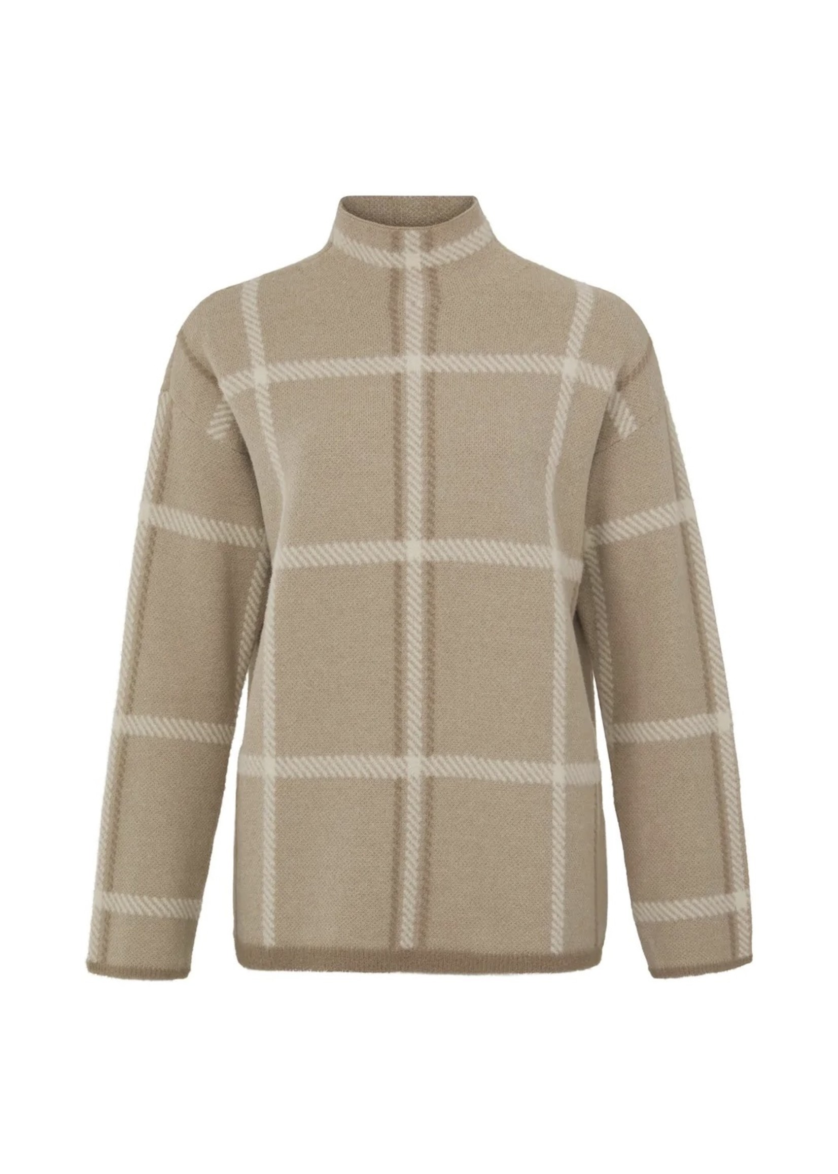 YAYA Yaya - Turtleneck Sweater in a check pattern with long sleeves