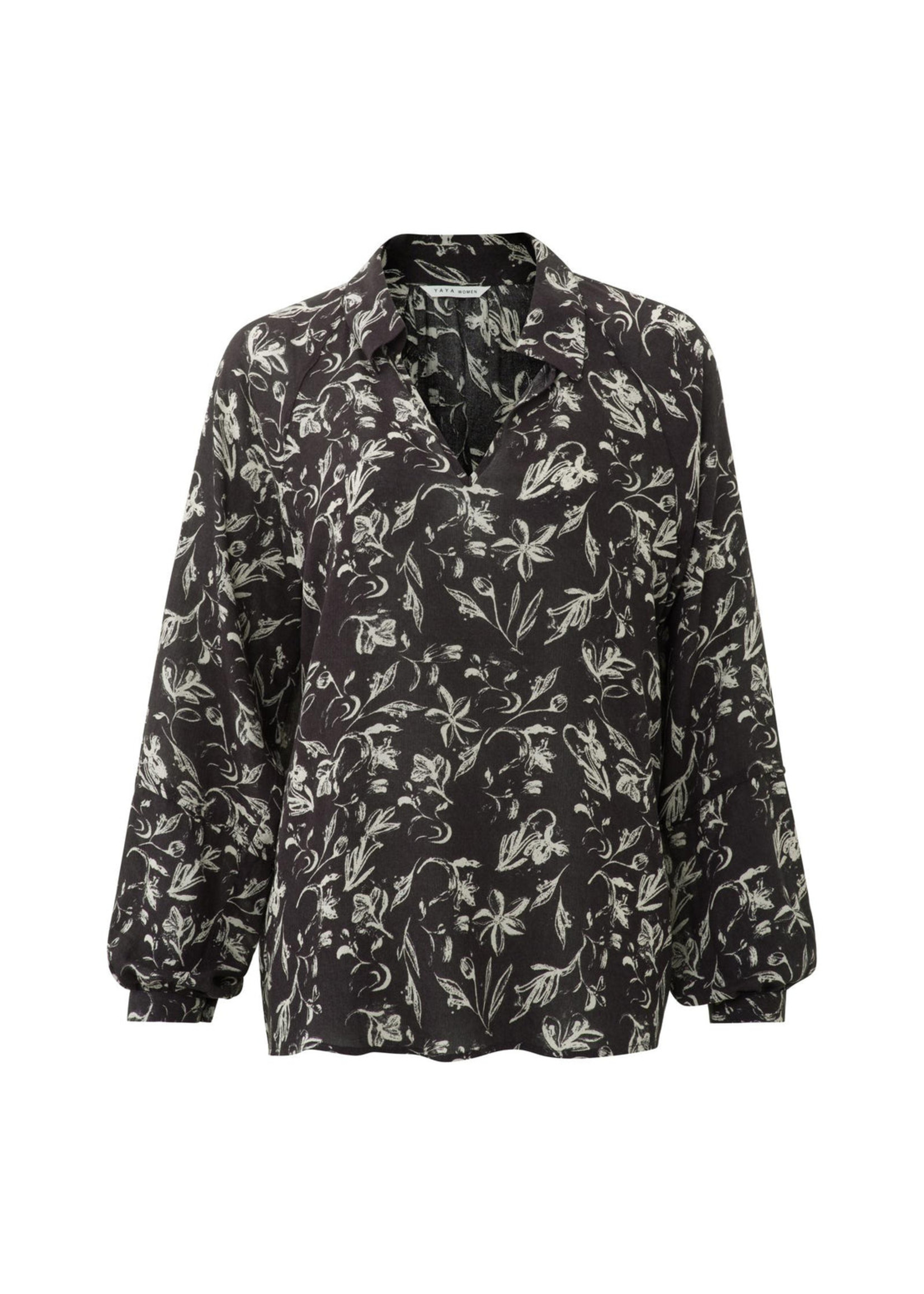 YAYA Yaya - Printed woven fluid top with open neck